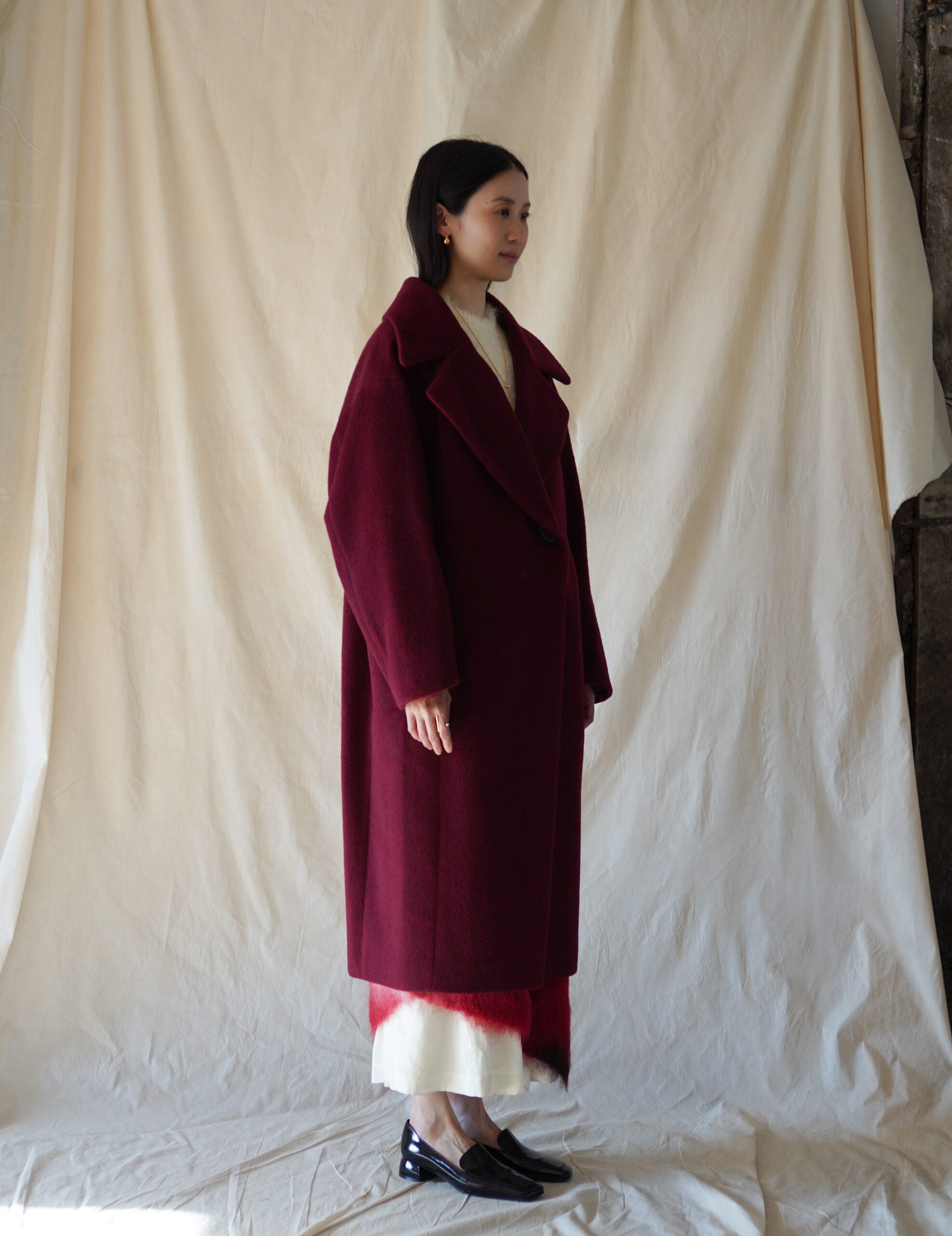 Wool Arupaka Long Coat・Bordeaux