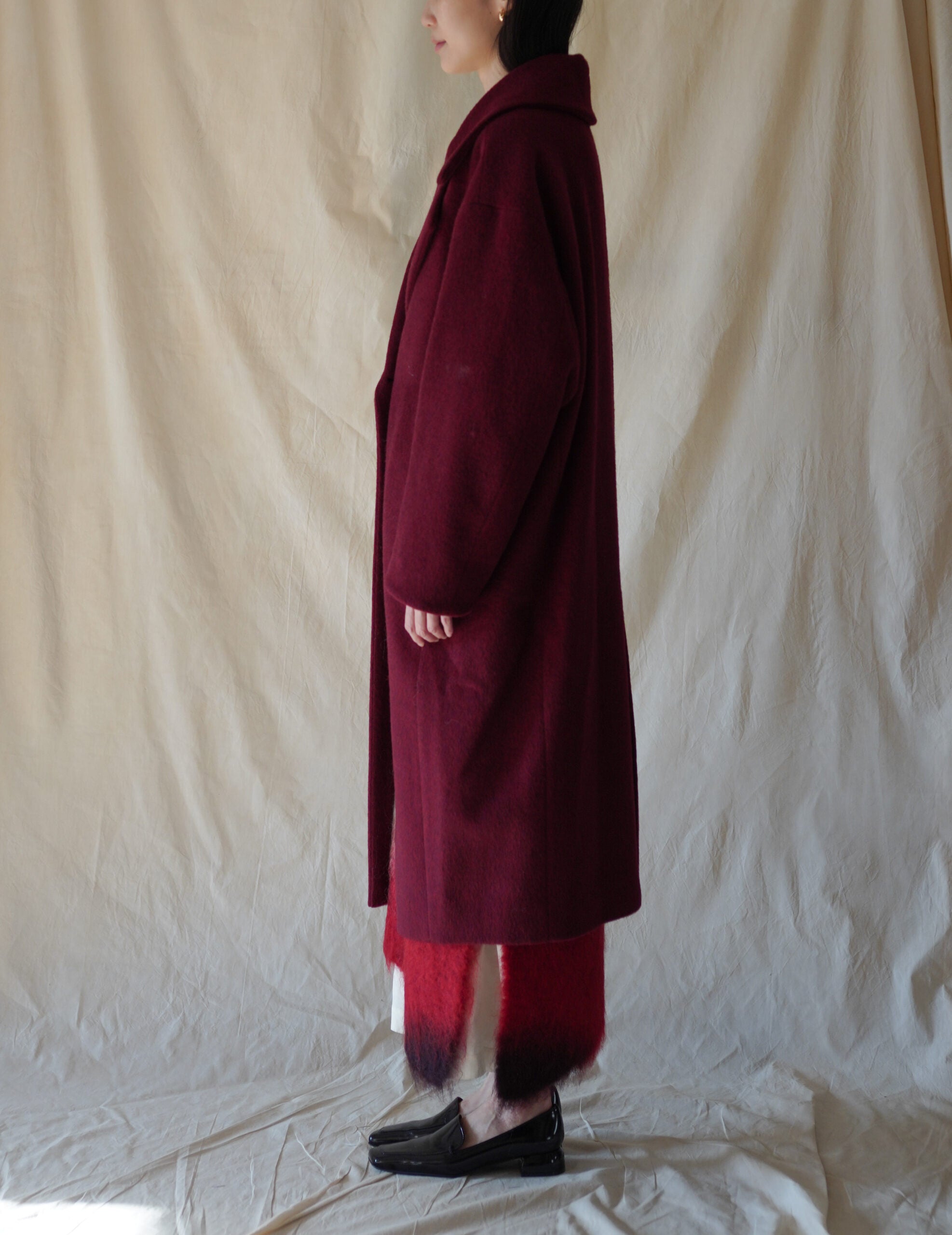 Wool Arupaka Long Coat・Bordeaux