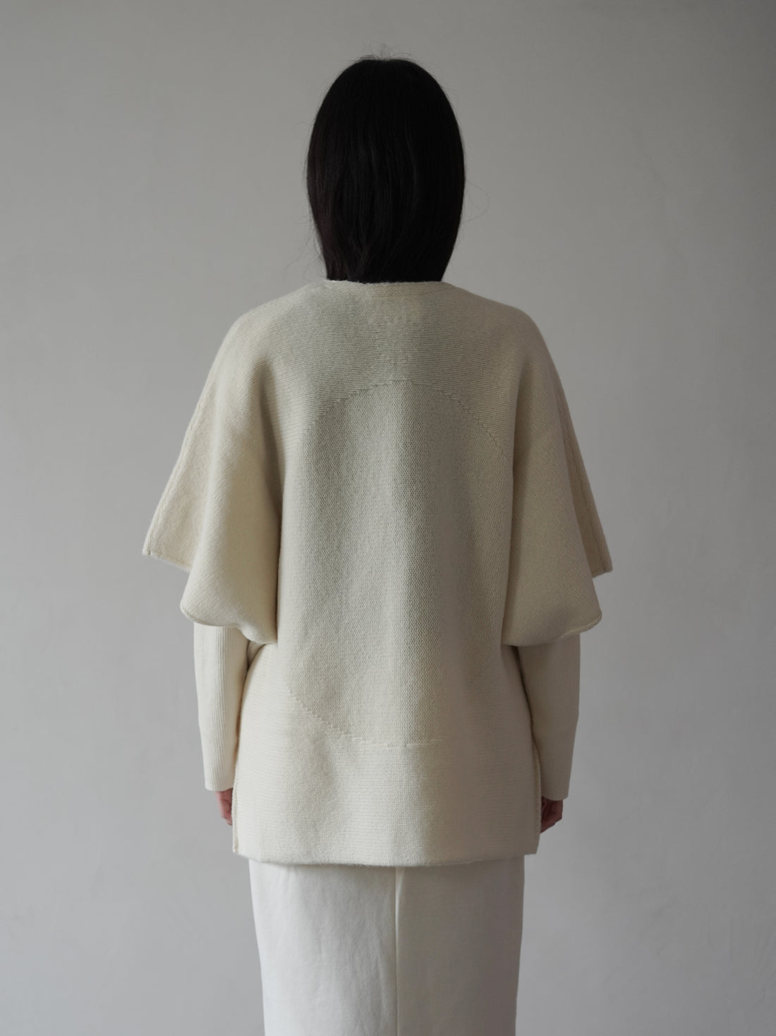 British Wool Knitted Farmer Cardigan・White