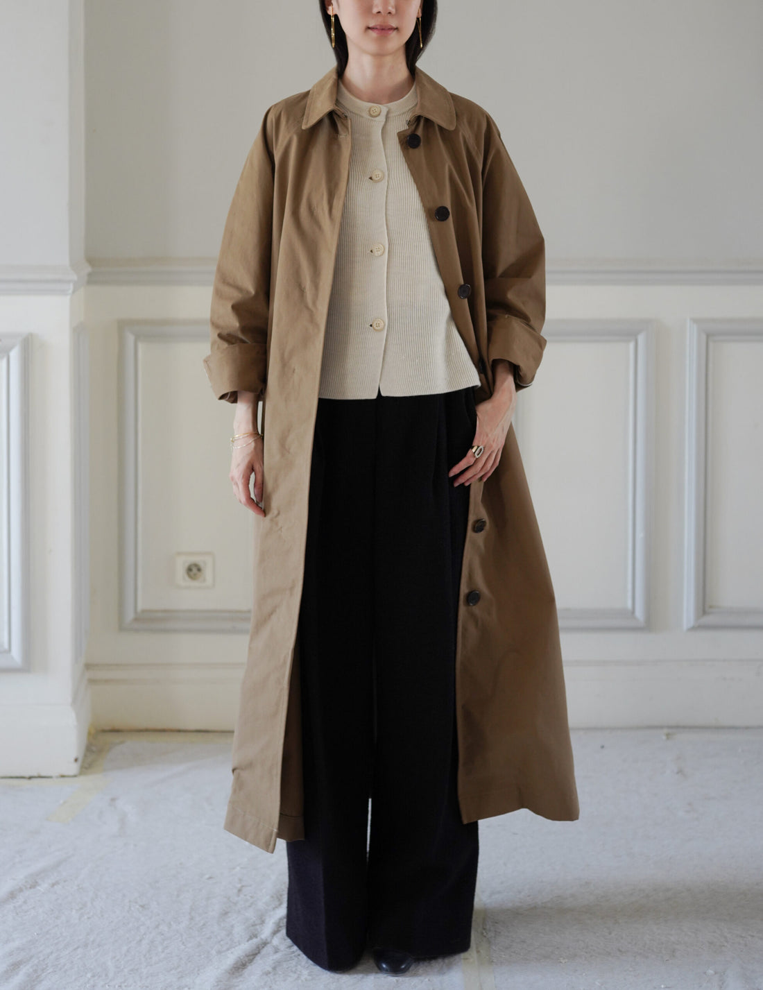 Caro Half Panama 棉質風衣・駝棕色