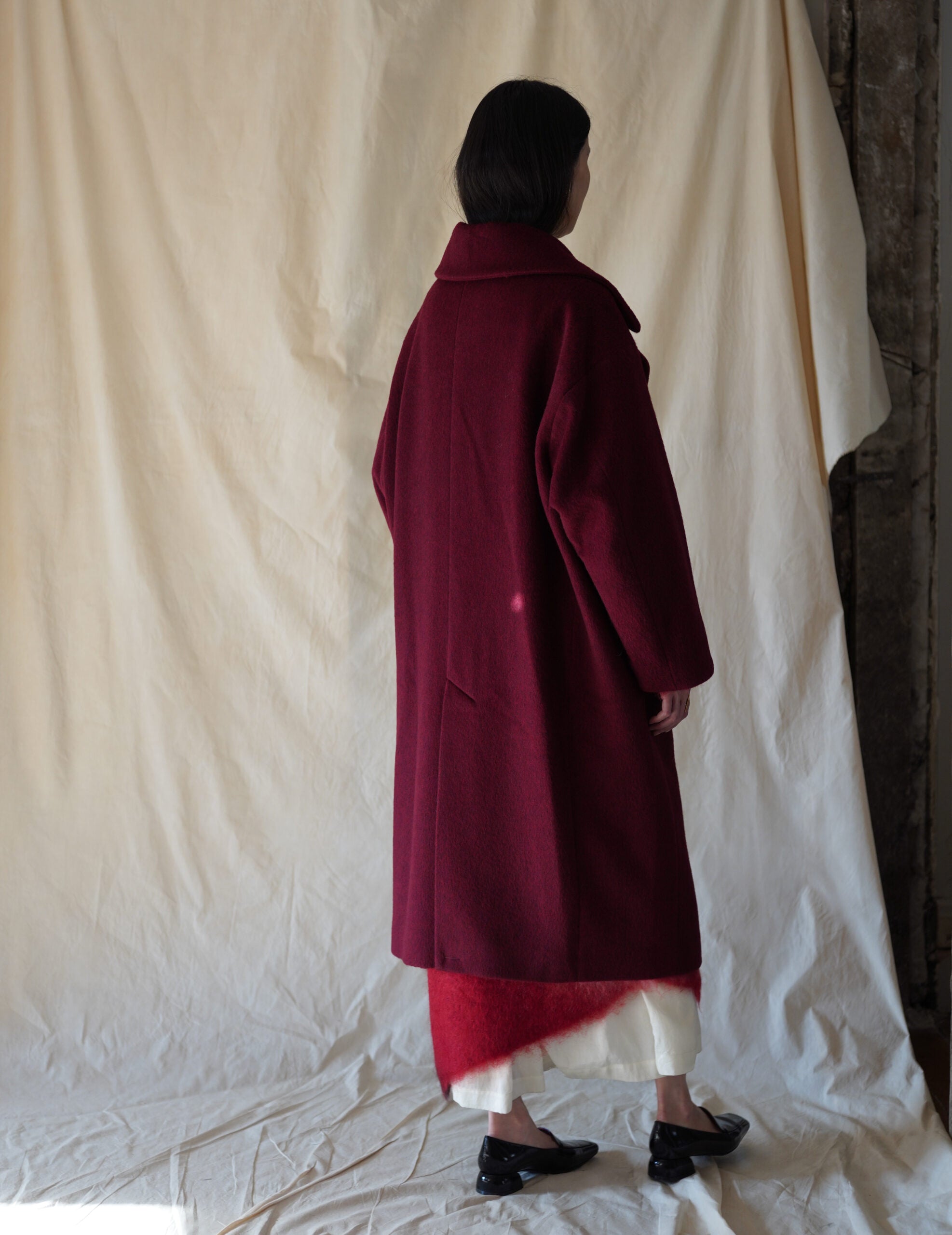 Wool Arupaka Long Coat・Bordeaux