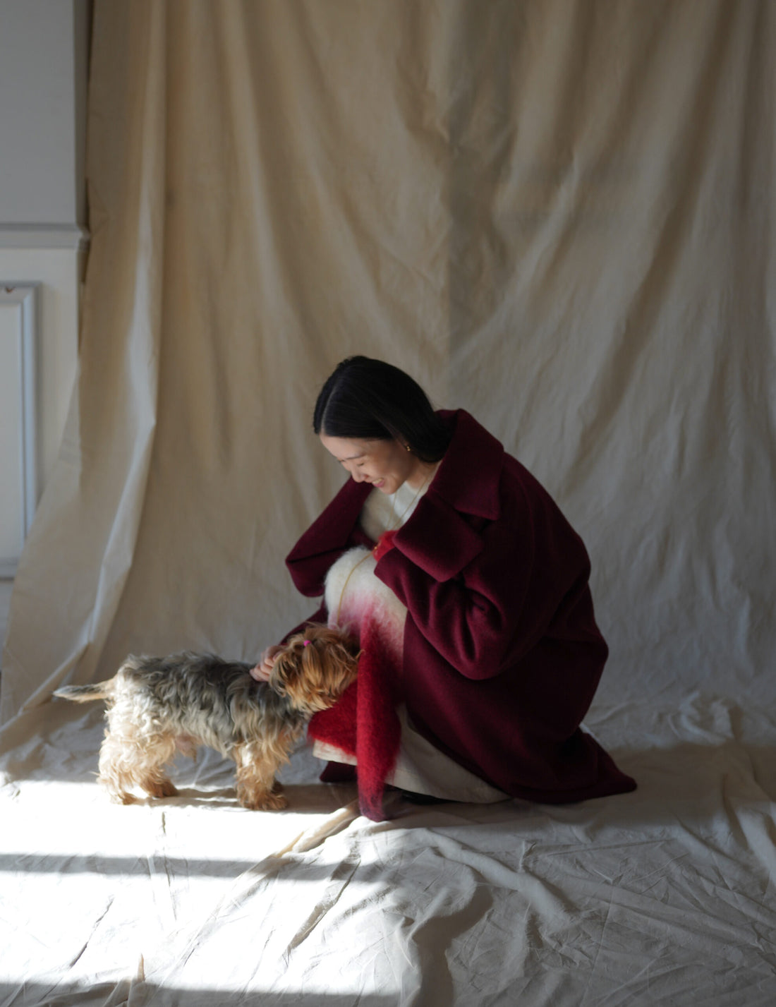 Wool Arupaka Long Coat・Bordeaux