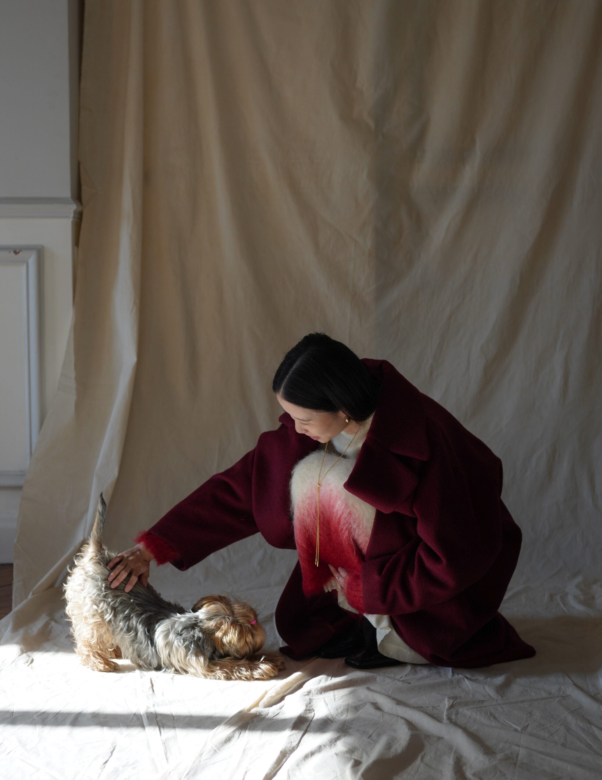 Wool Arupaka Long Coat・Bordeaux