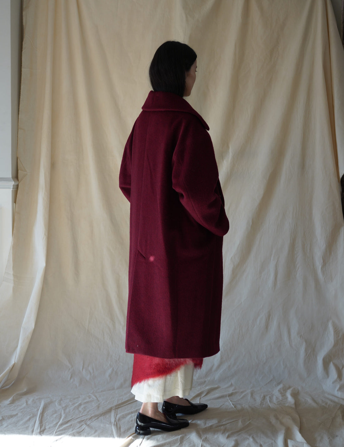 Wool Arupaka Long Coat・Bordeaux