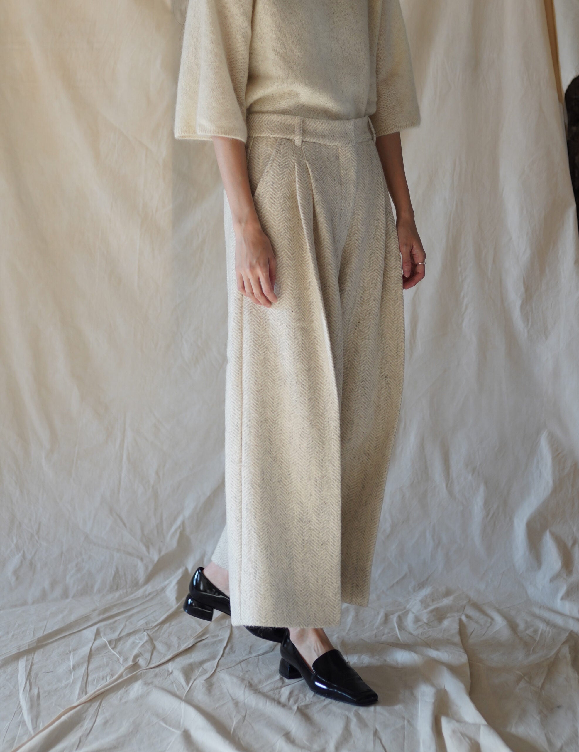 Piva Wool Cropped Pants・Oat