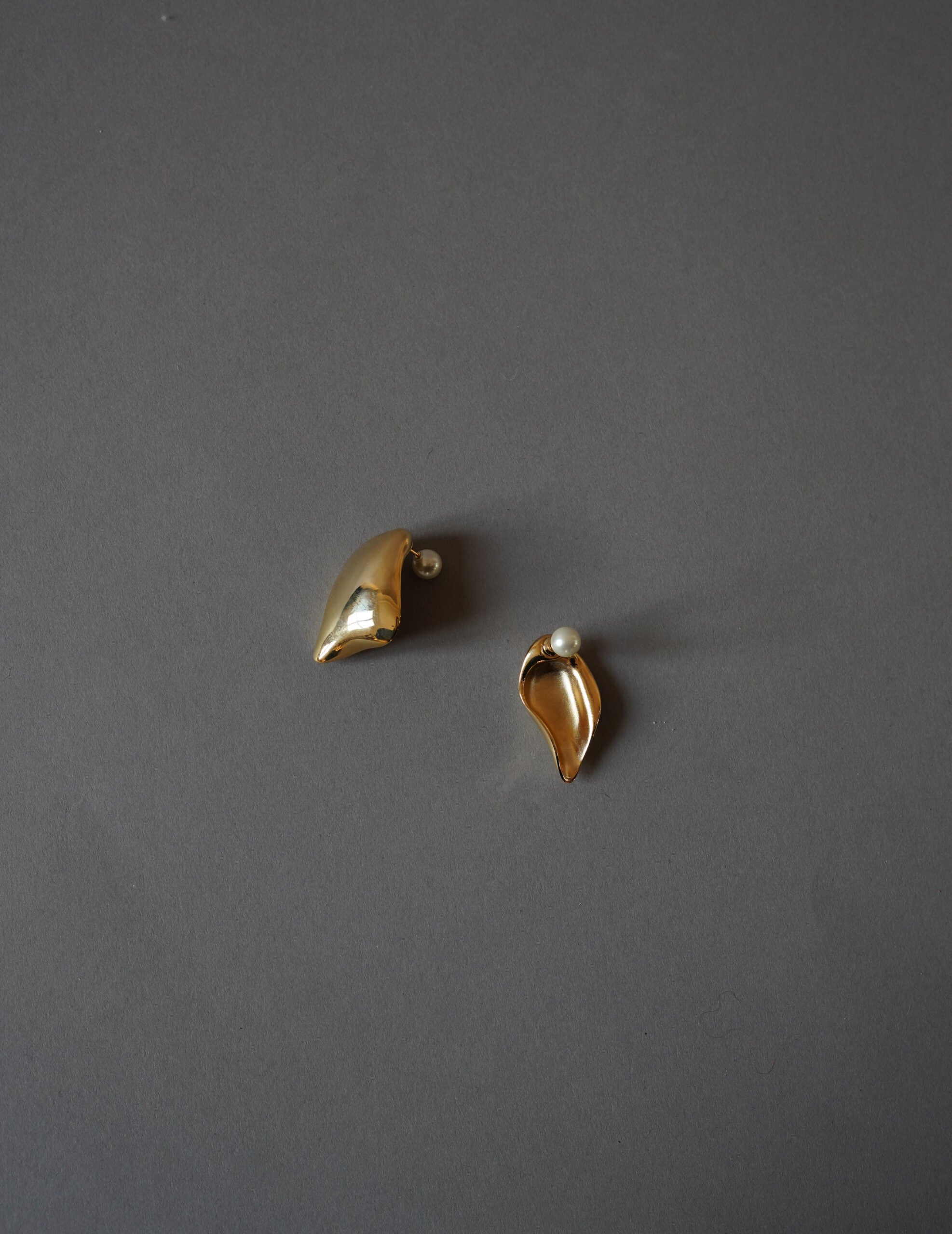 Organic Motif Brass Earrings・Gold
