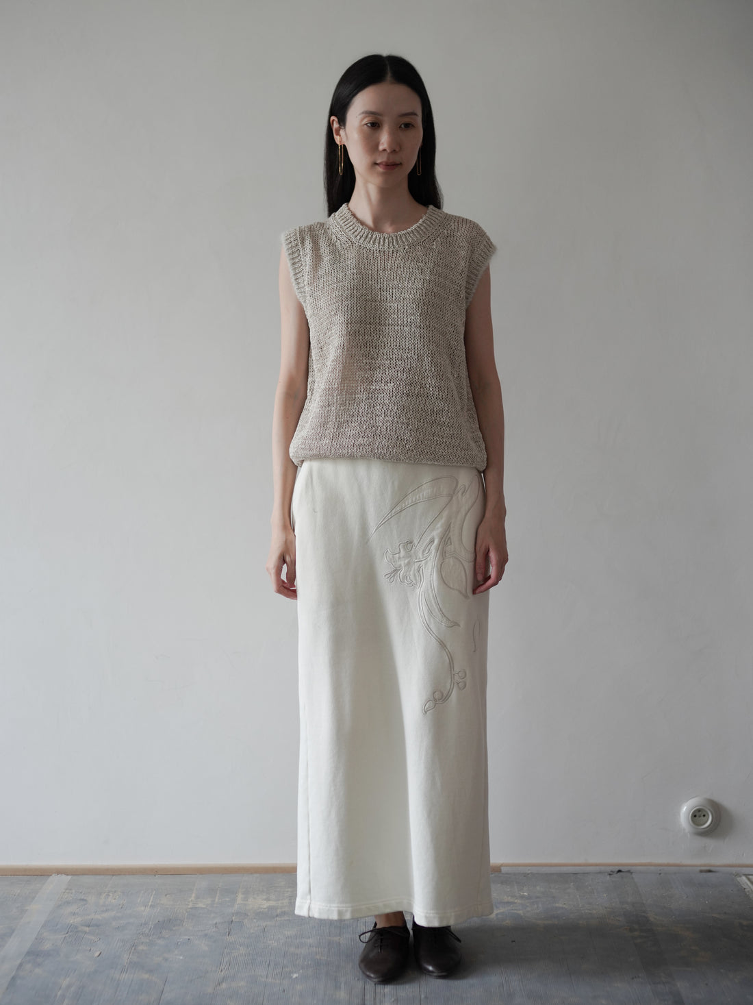 GIMA COTTON Round Neck Vest・Ecru