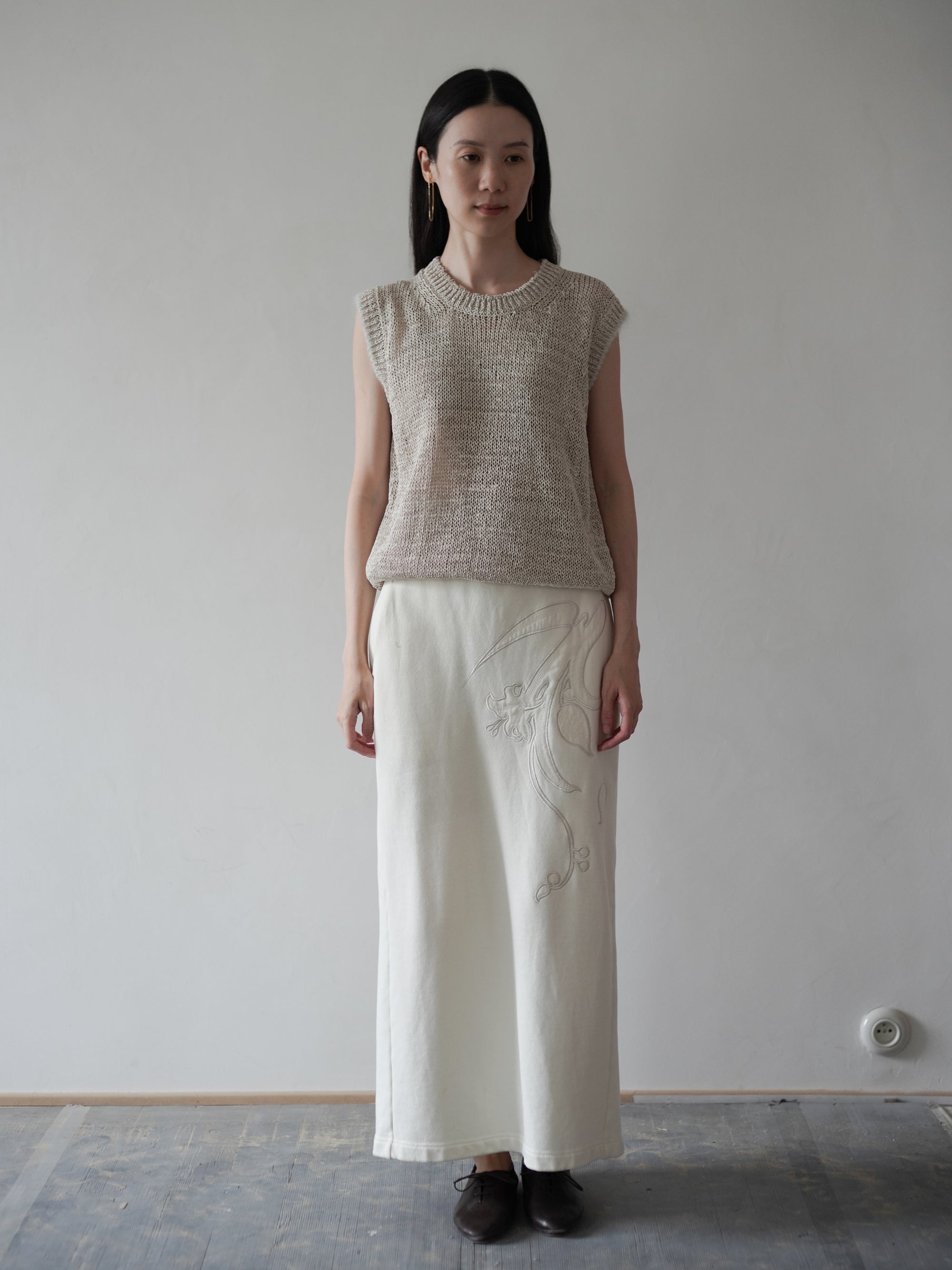 GIMA COTTON Round Neck Vest・Ecru