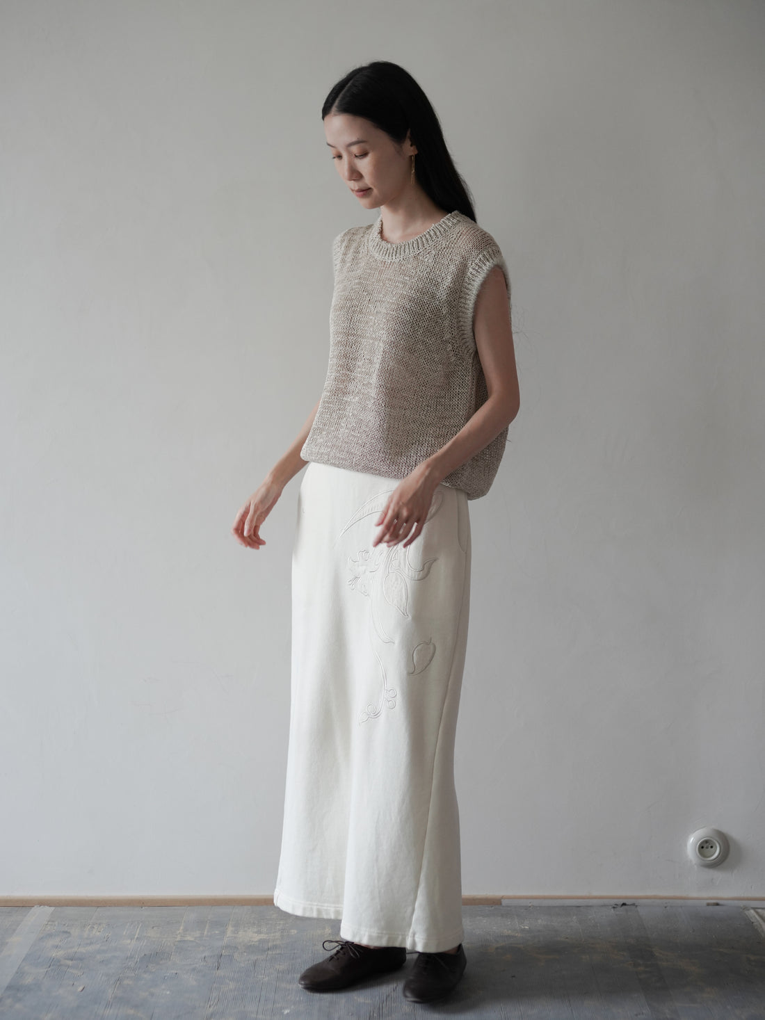 GIMA COTTON Round Neck Vest・Ecru