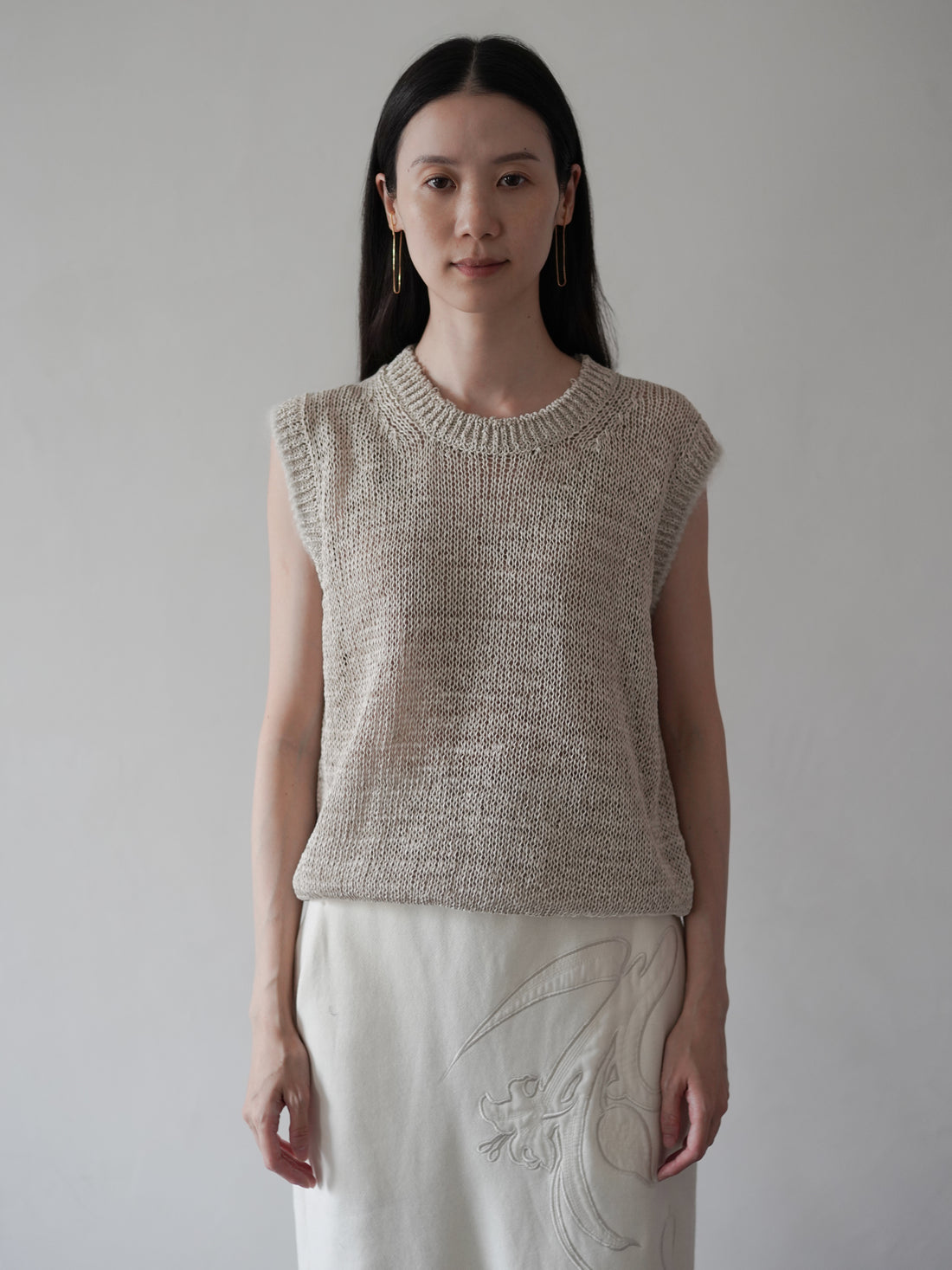 GIMA COTTON Round Neck Vest・Ecru