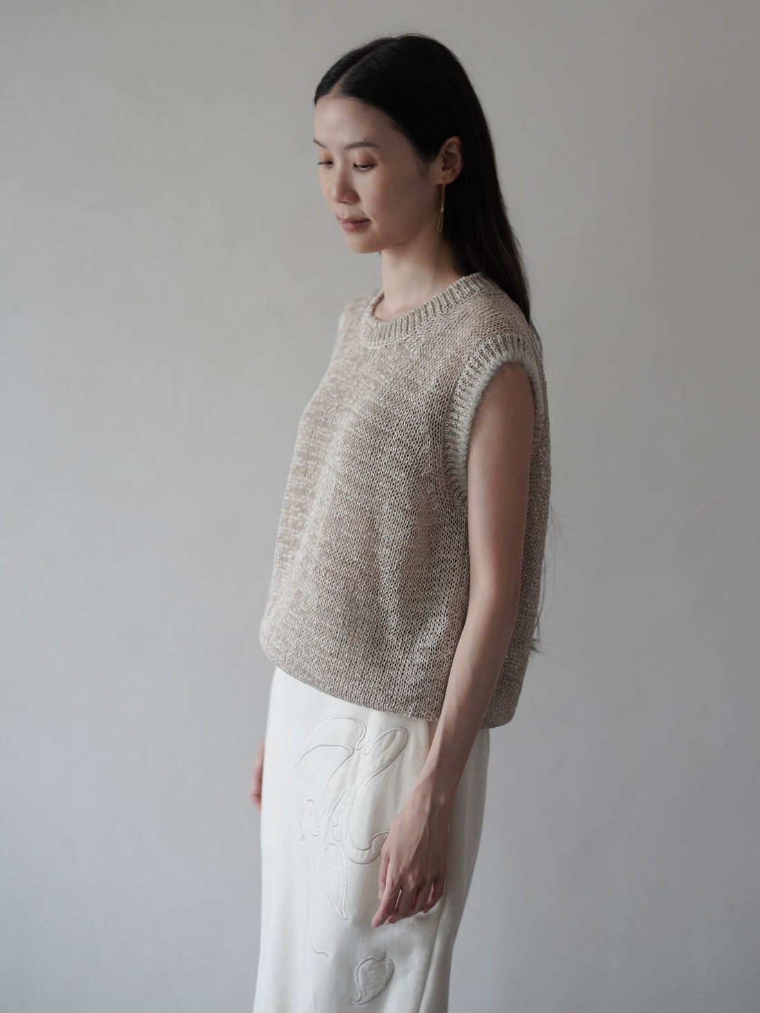 GIMA COTTON Round Neck Vest・Ecru