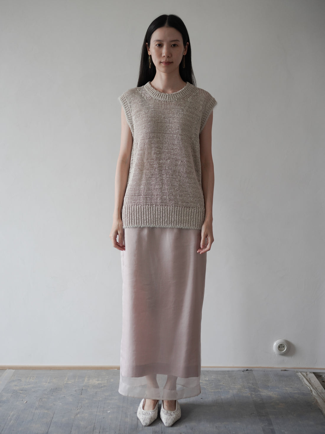 GIMA COTTON Round Neck Vest・Ecru