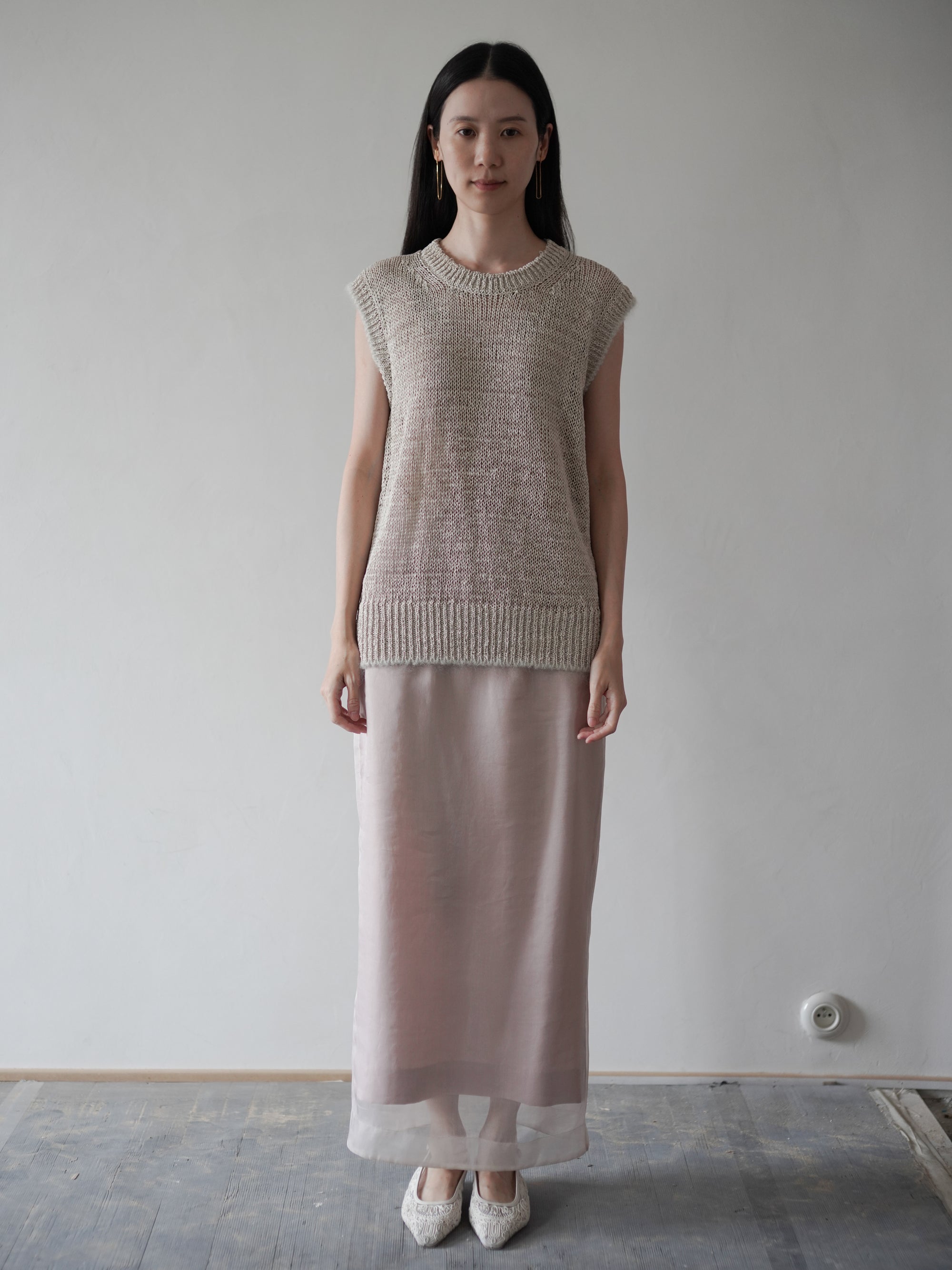 GIMA COTTON Round Neck Vest・Ecru