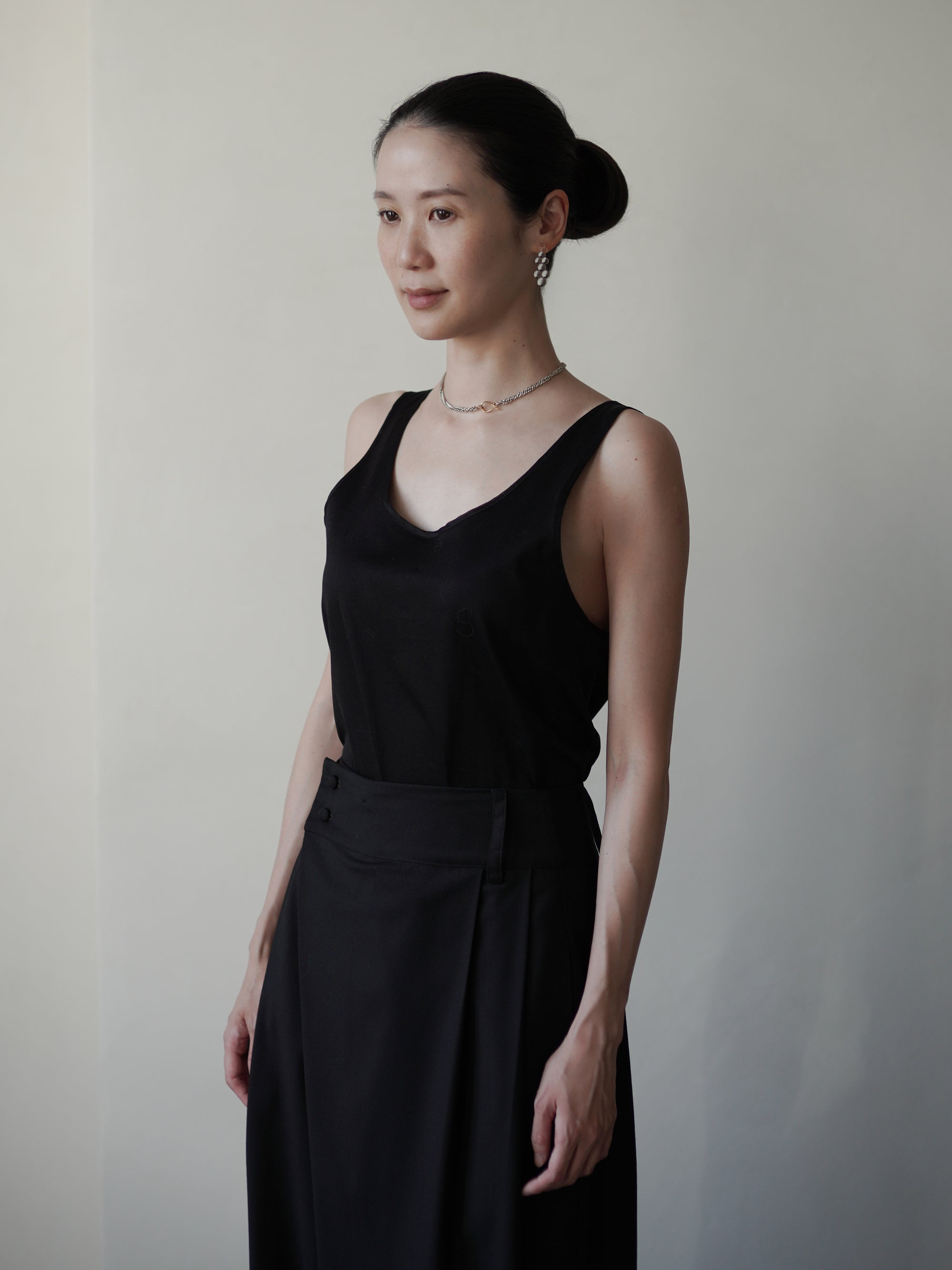 Orielle 真絲歐根紗罩衫套裝・黑色