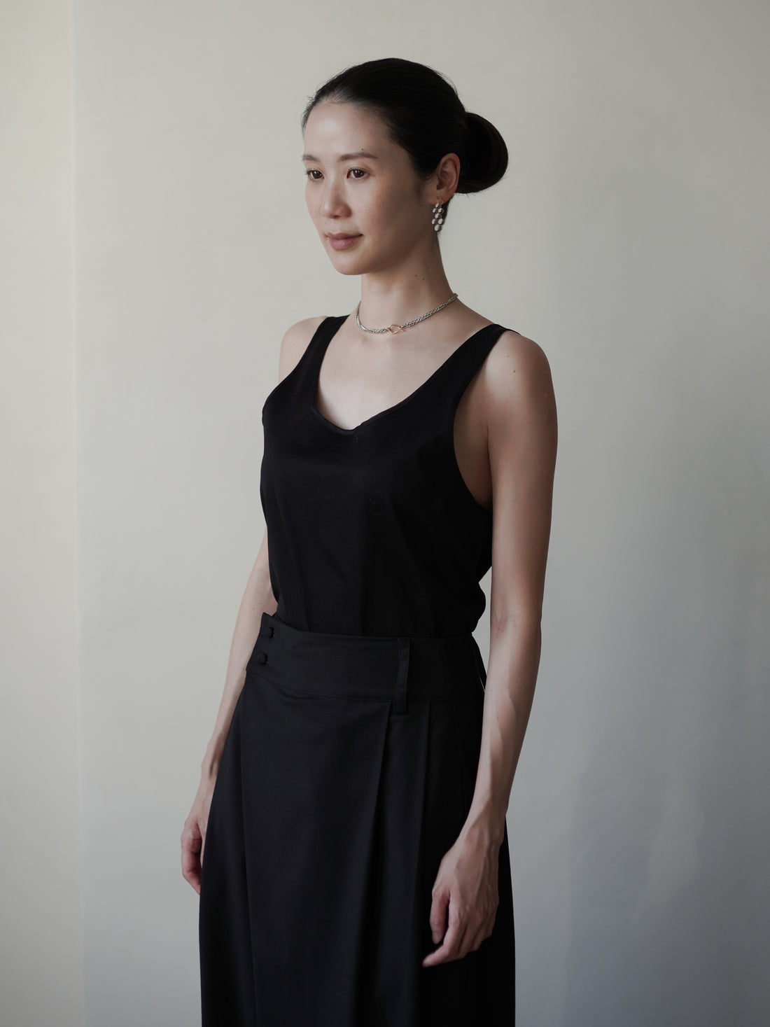 Orielle 真絲歐根紗罩衫套裝・黑色