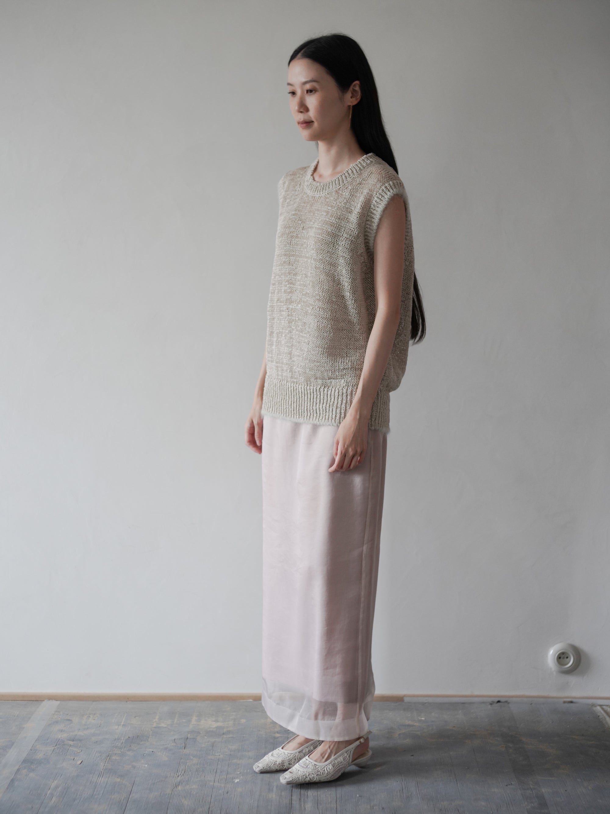 GIMA COTTON Round Neck Vest・Ecru