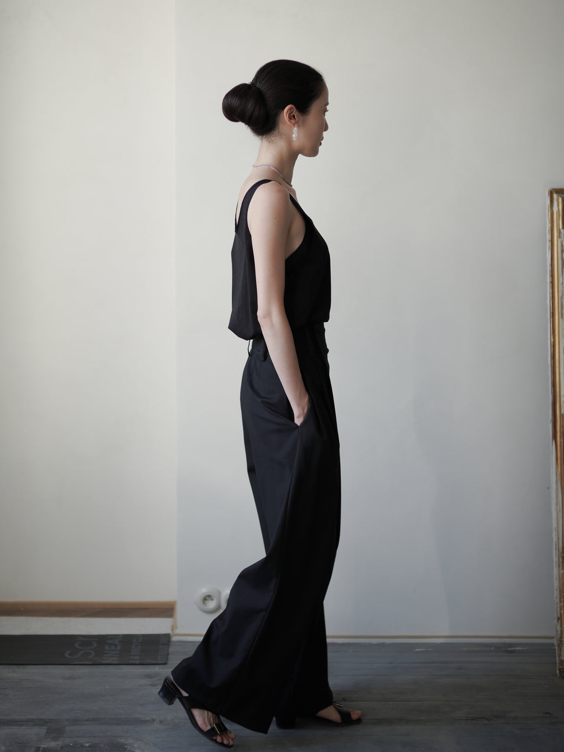 Orielle 真絲歐根紗罩衫套裝・黑色