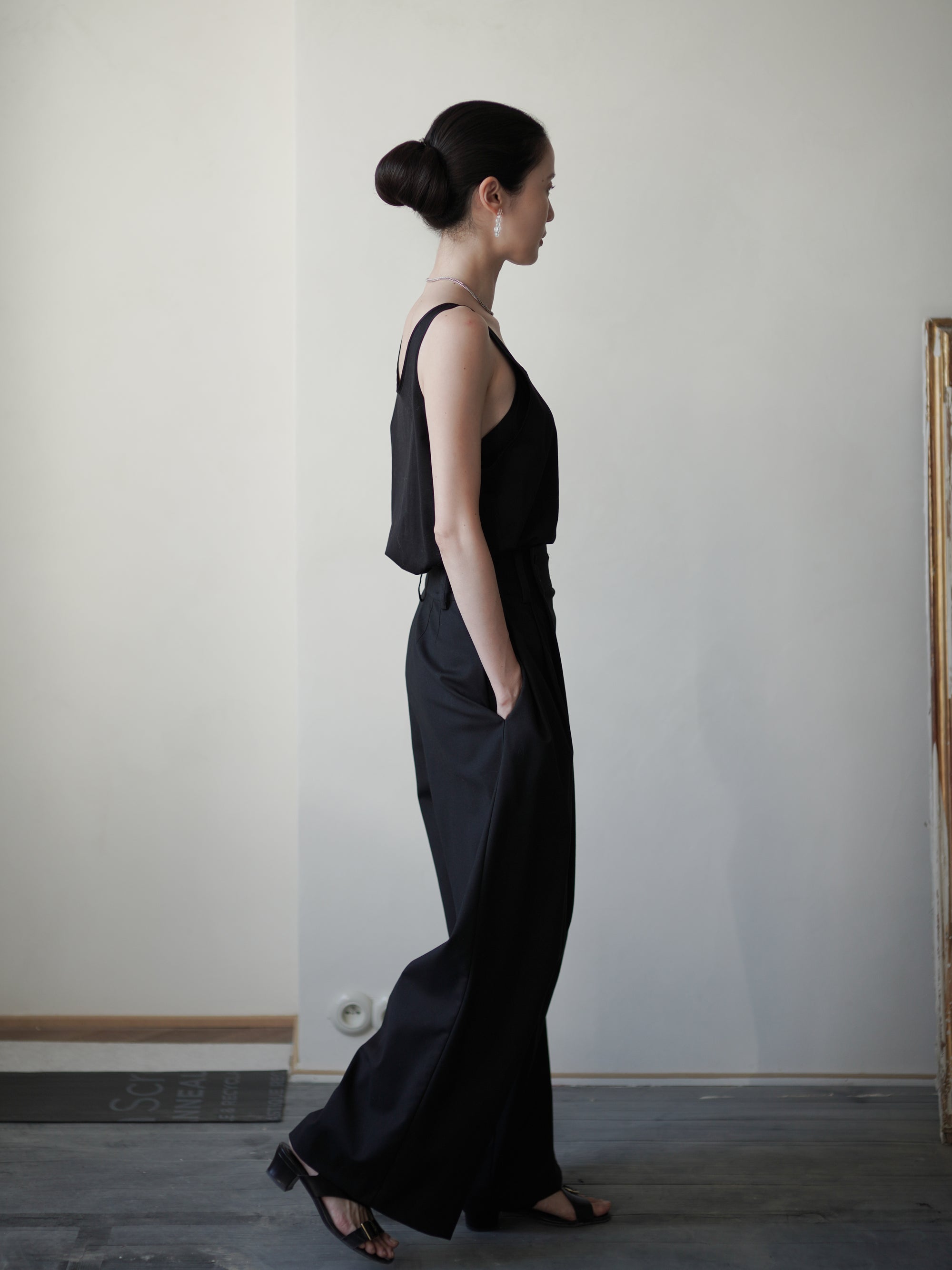 Orielle 真絲歐根紗罩衫套裝・黑色