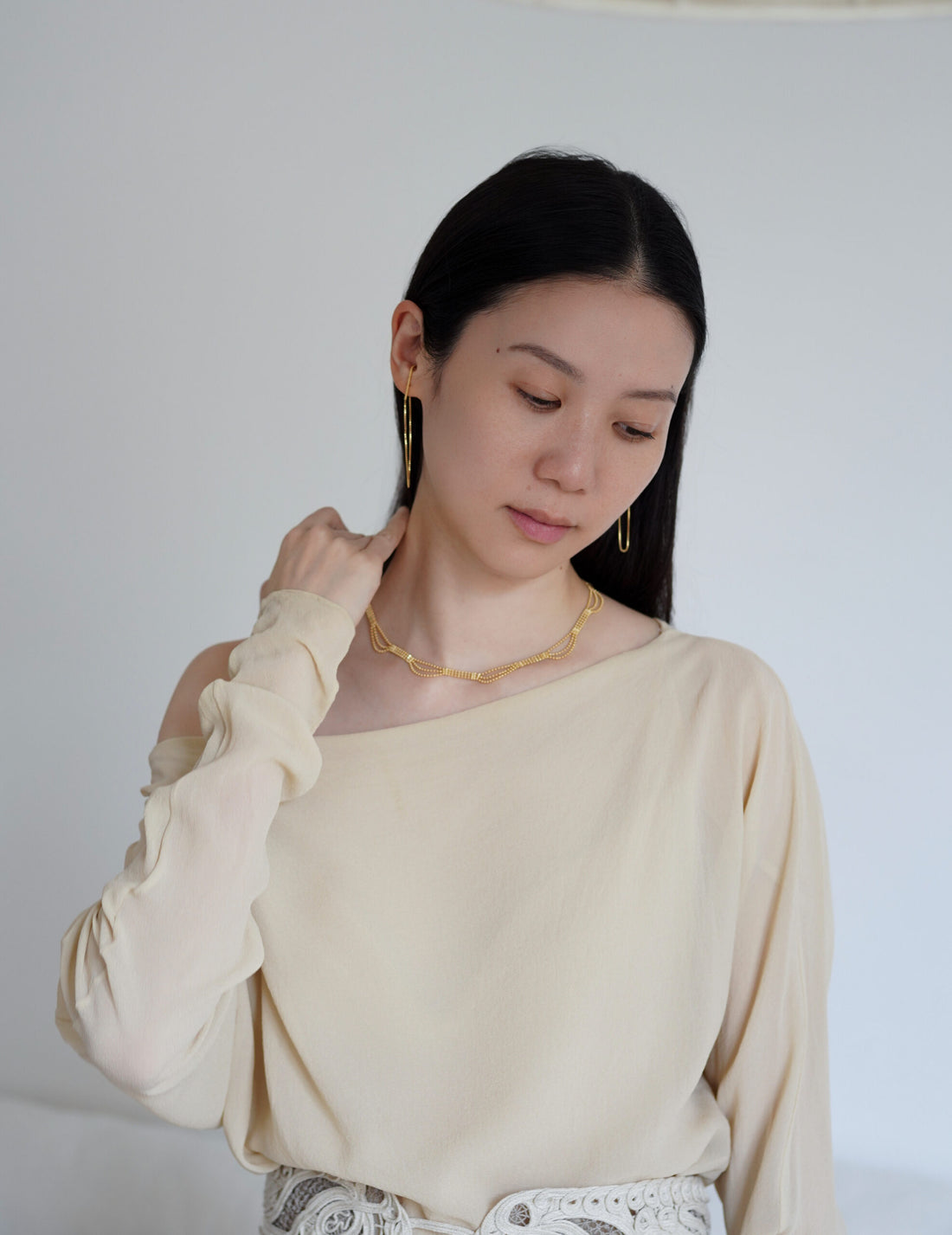 CURRENTS 長鍊耳環・金