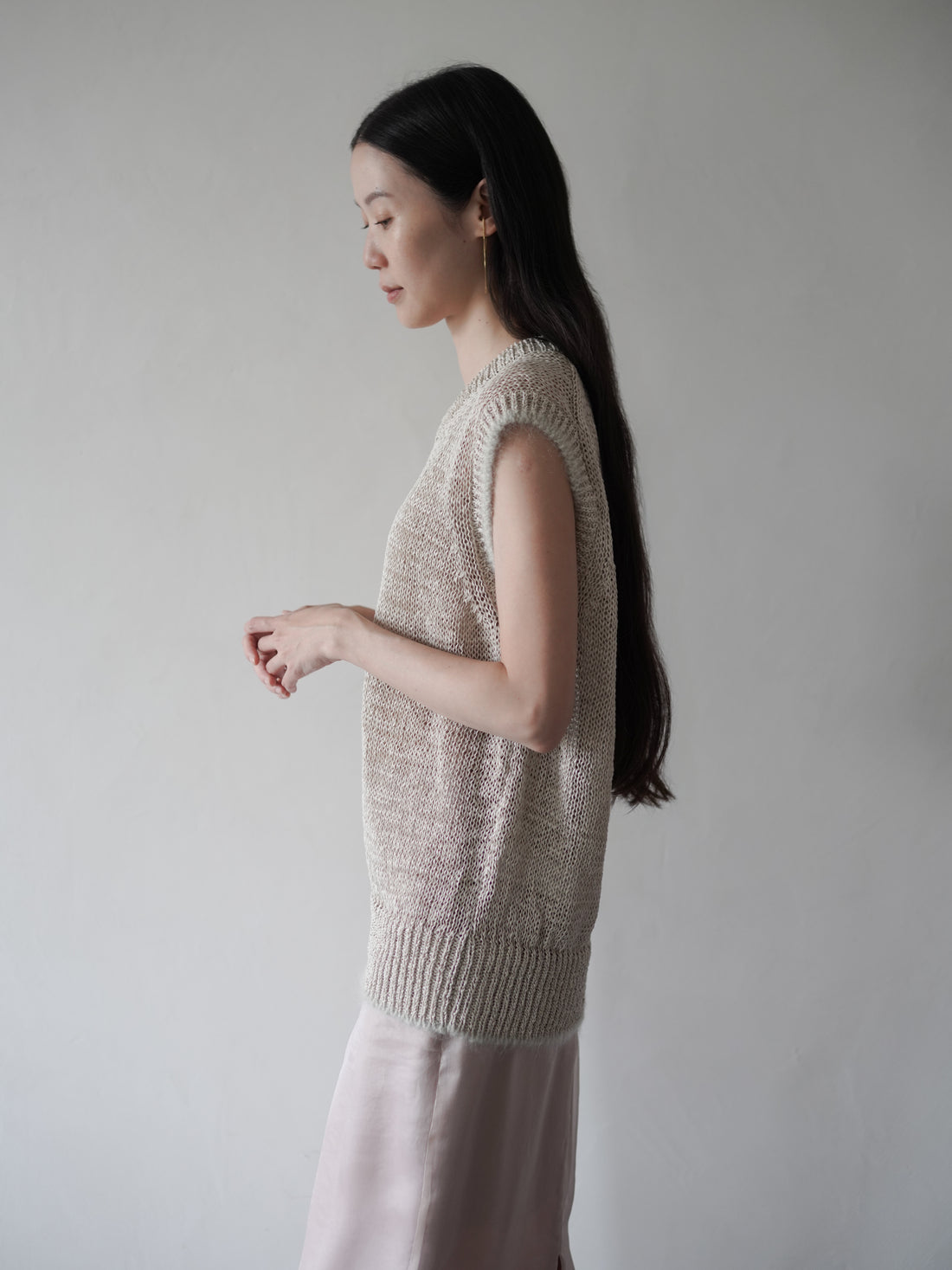GIMA COTTON Round Neck Vest・Ecru
