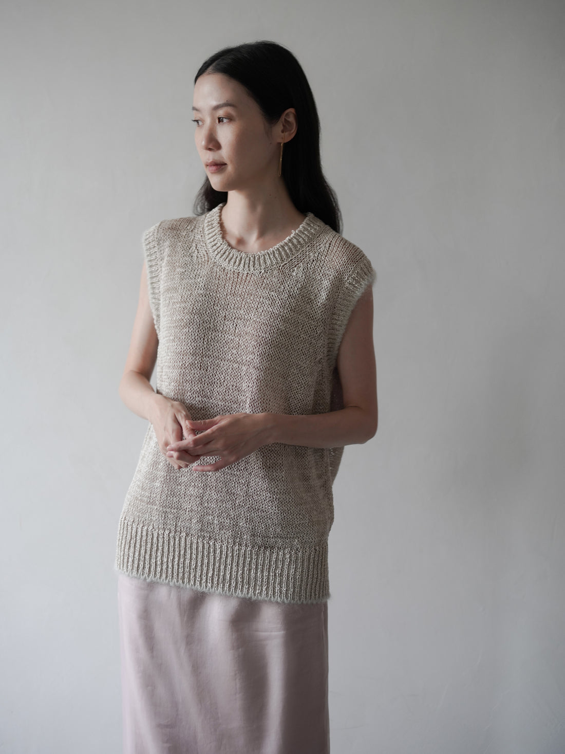GIMA COTTON Round Neck Vest・Ecru