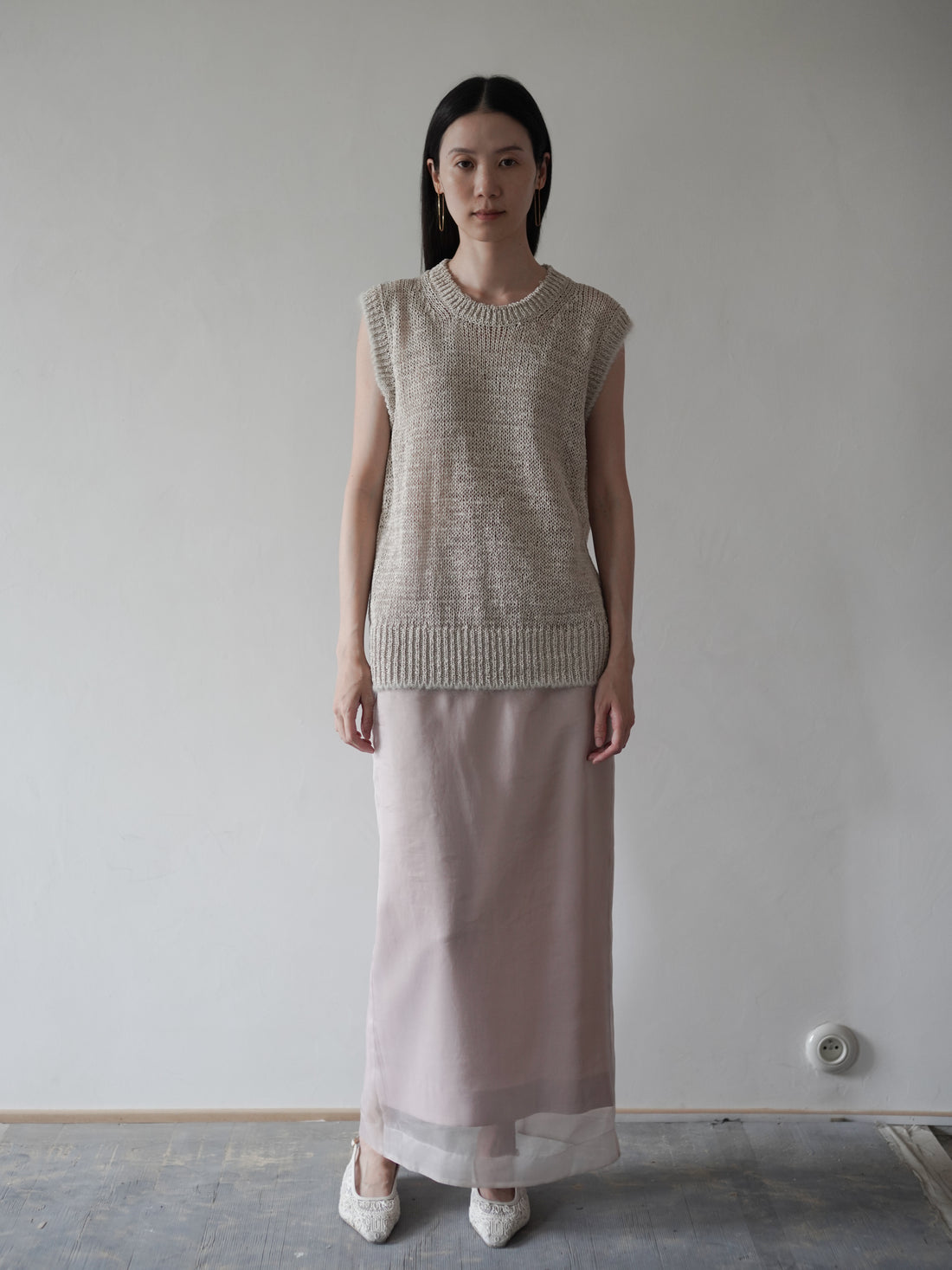 GIMA COTTON Round Neck Vest・Ecru