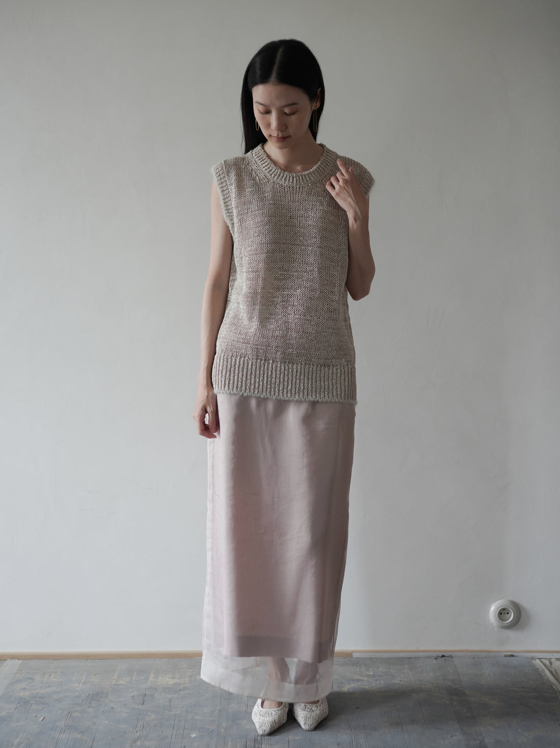 GIMA COTTON Round Neck Vest・Ecru