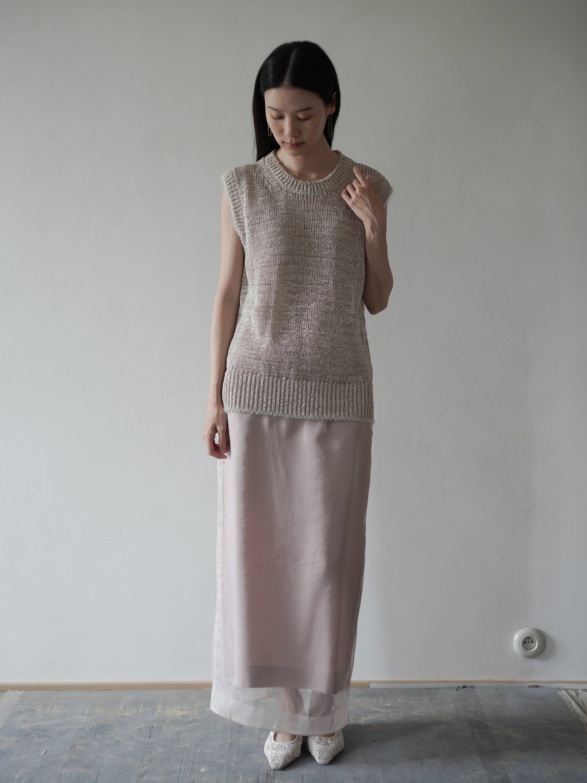 GIMA COTTON Round Neck Vest・Ecru