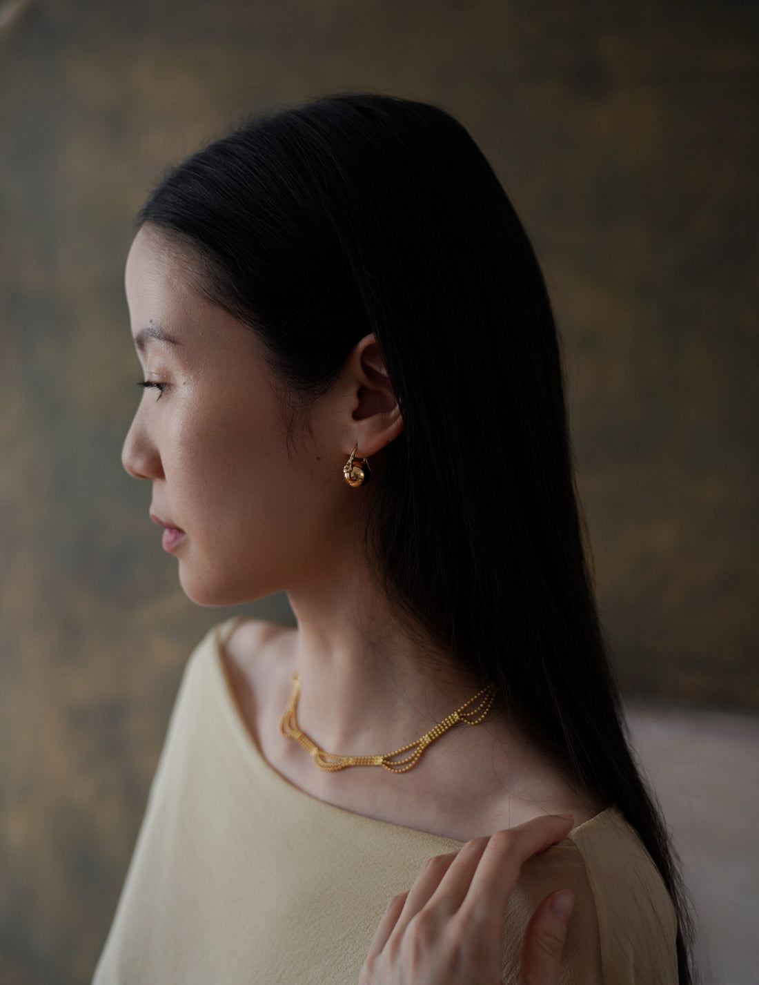 Ellipse 橢圓耳環・金色