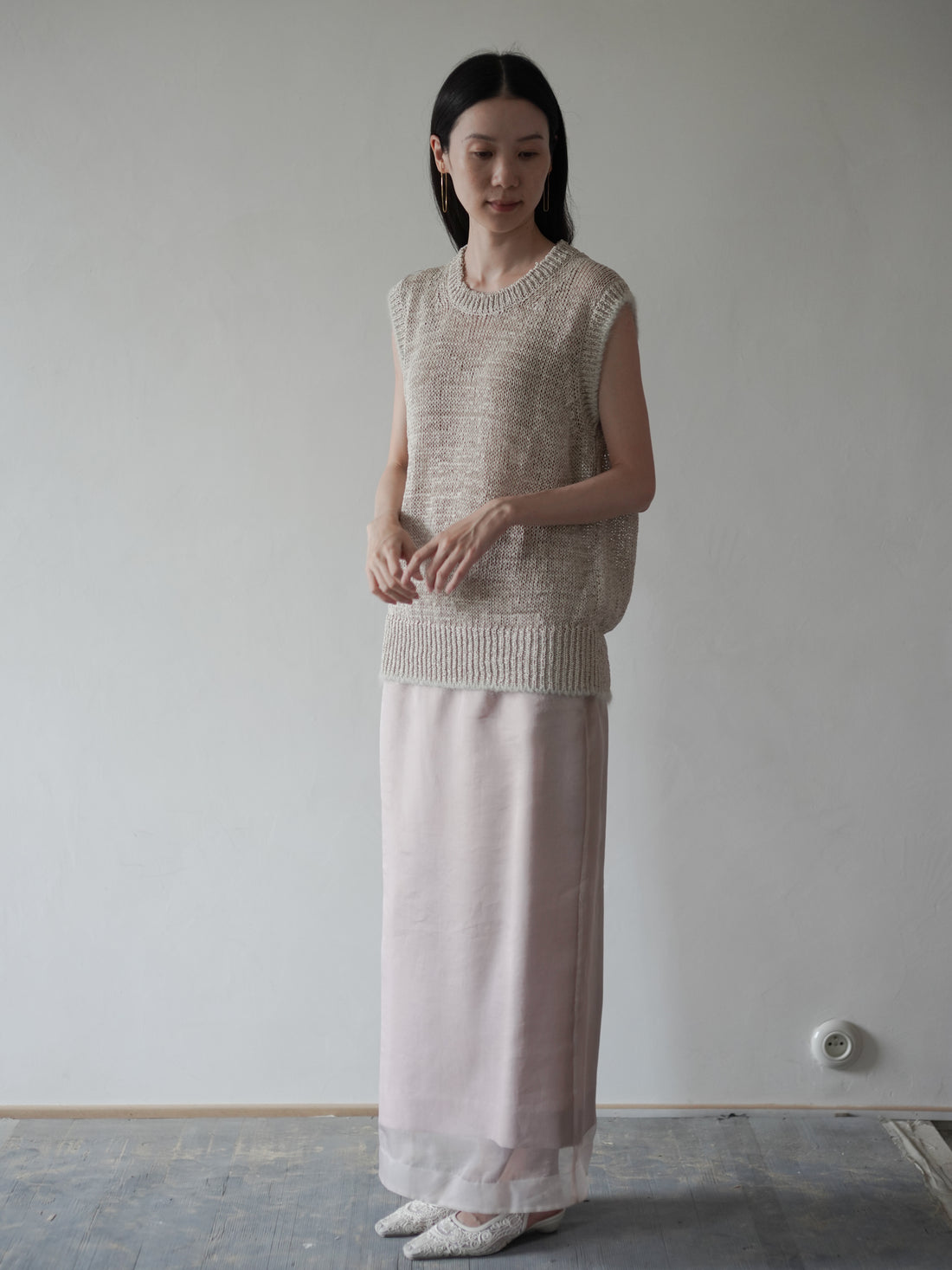 GIMA COTTON Round Neck Vest・Ecru
