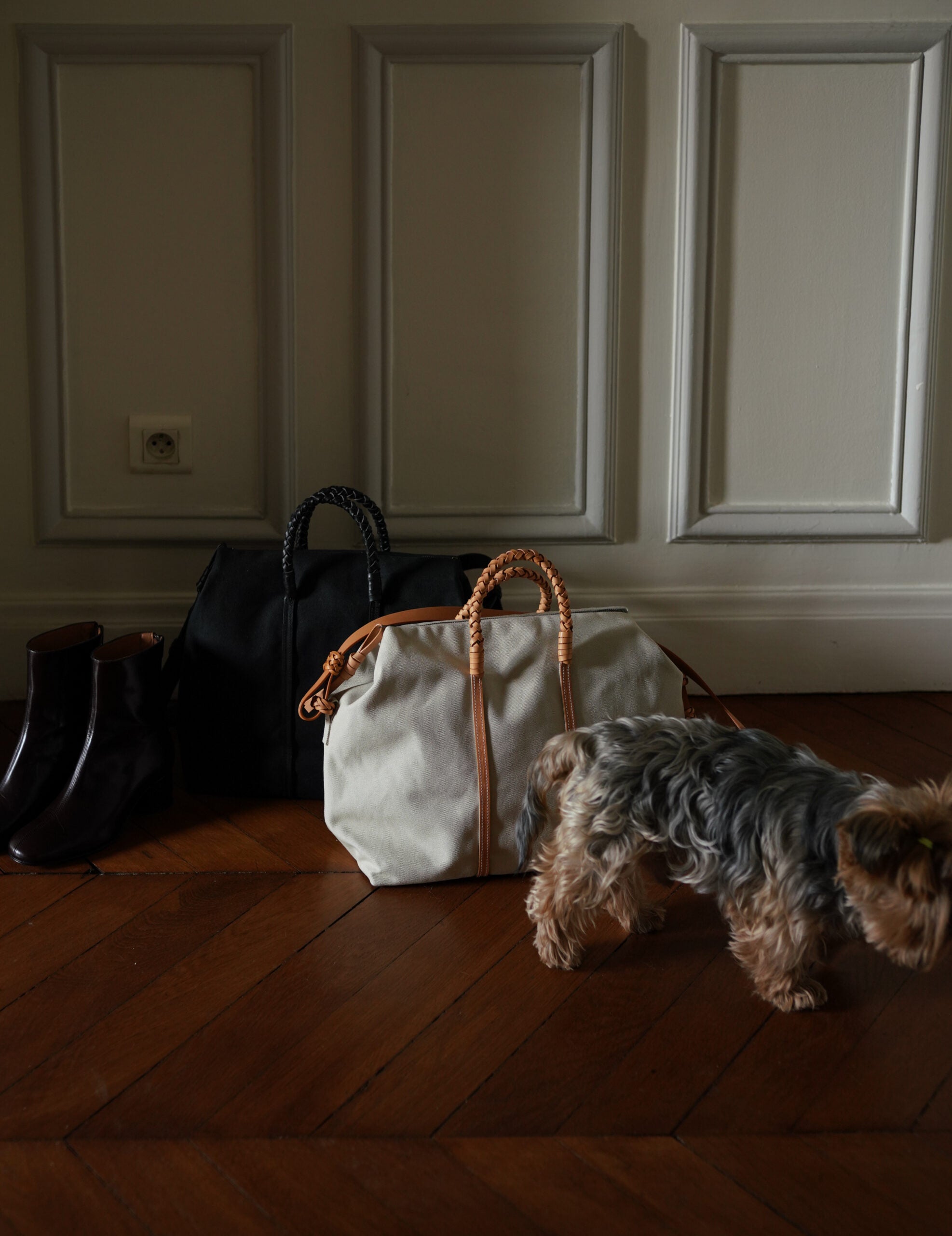 Woven Duffel Bag．Ivory