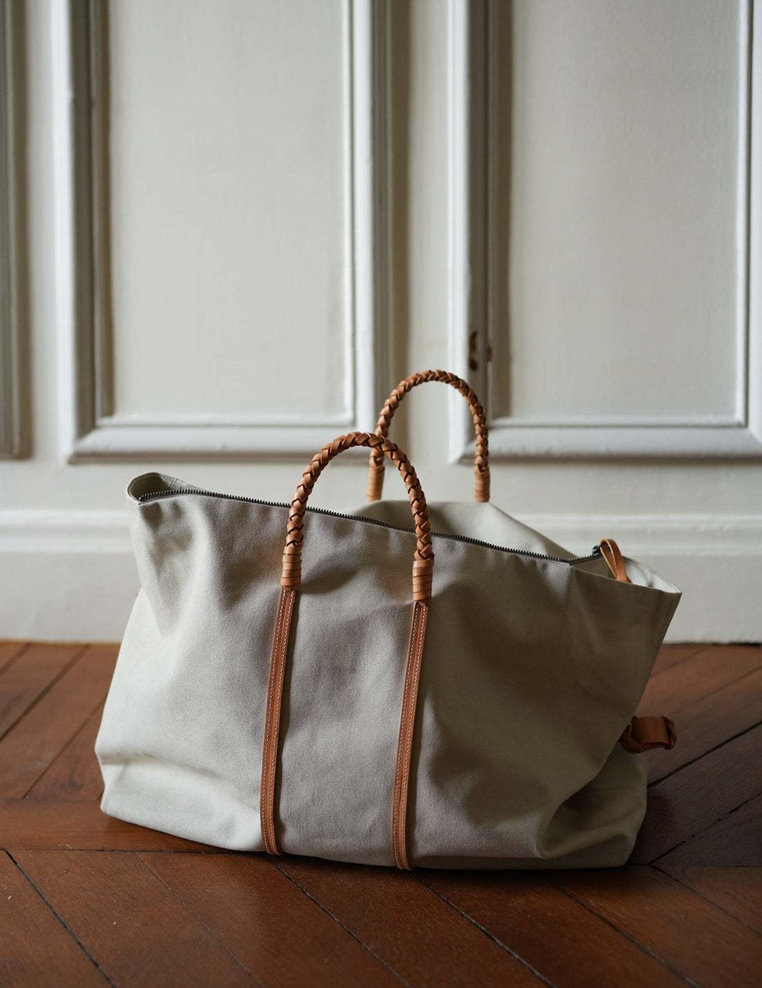 編織旅行袋・白色