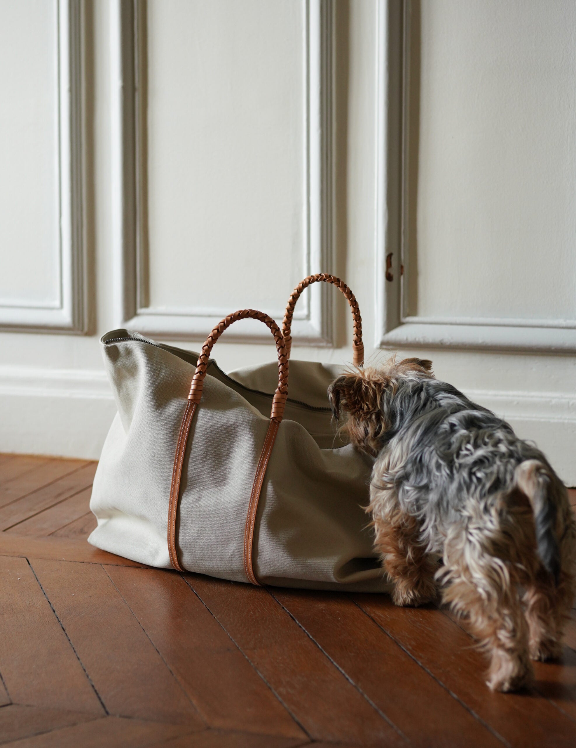 Woven Duffel Bag．Ivory