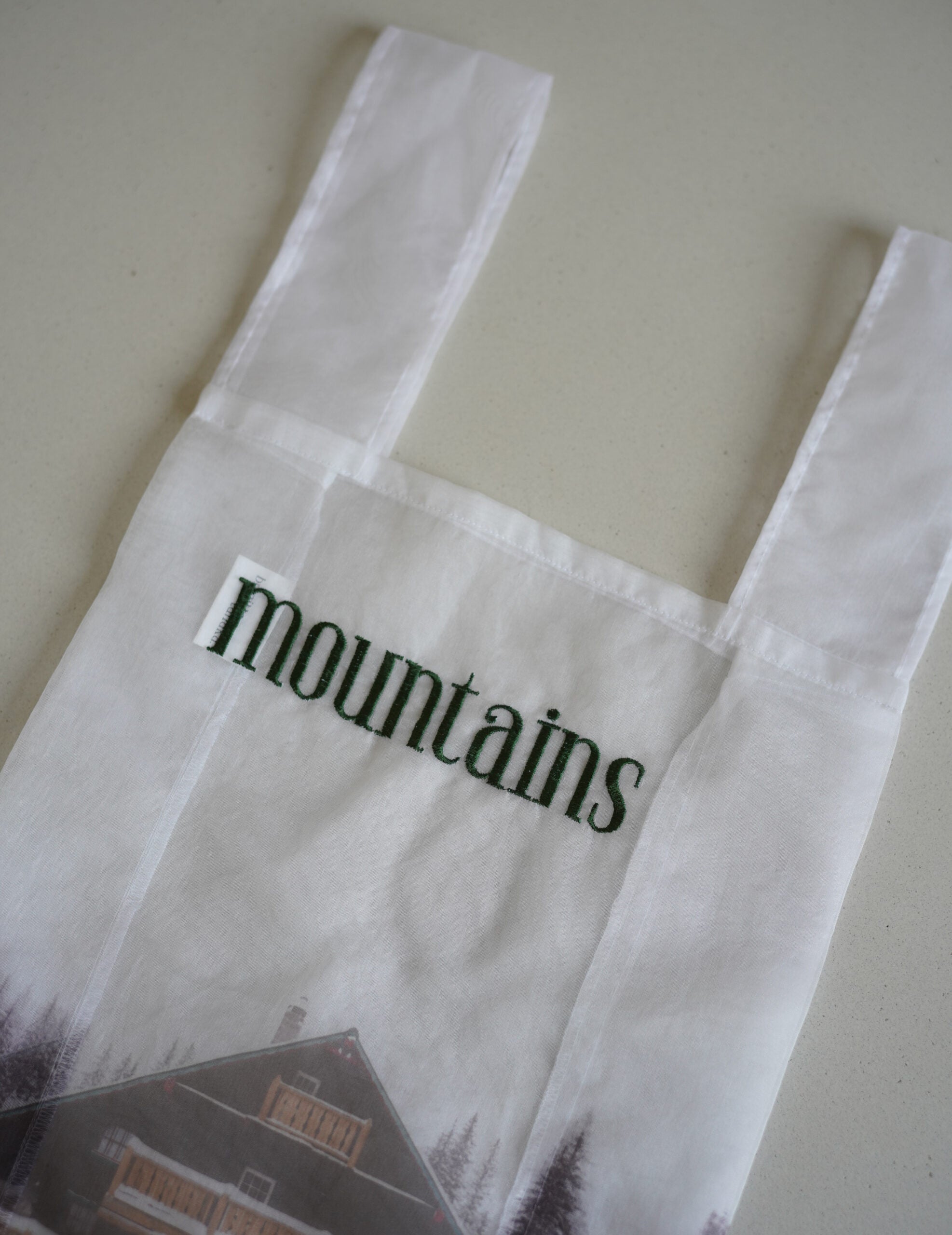 Mountain Chalet 刺繡透明歐根紗手袋