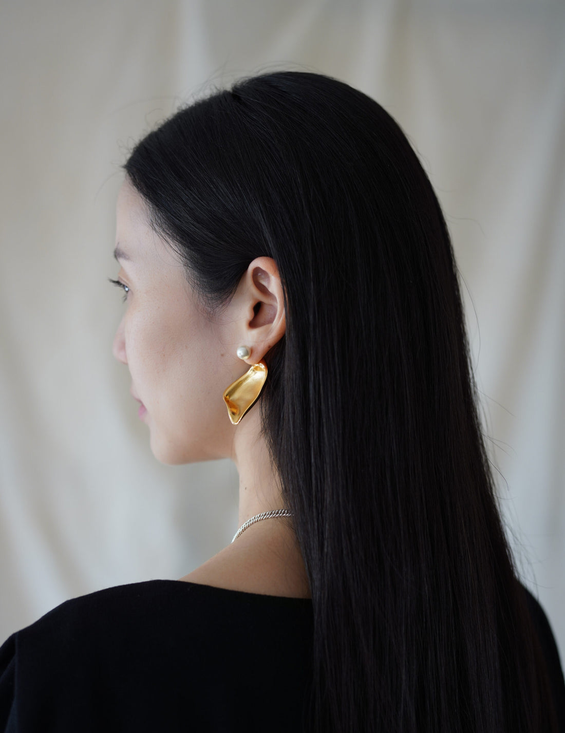 Organic Motif Brass Earrings・Gold