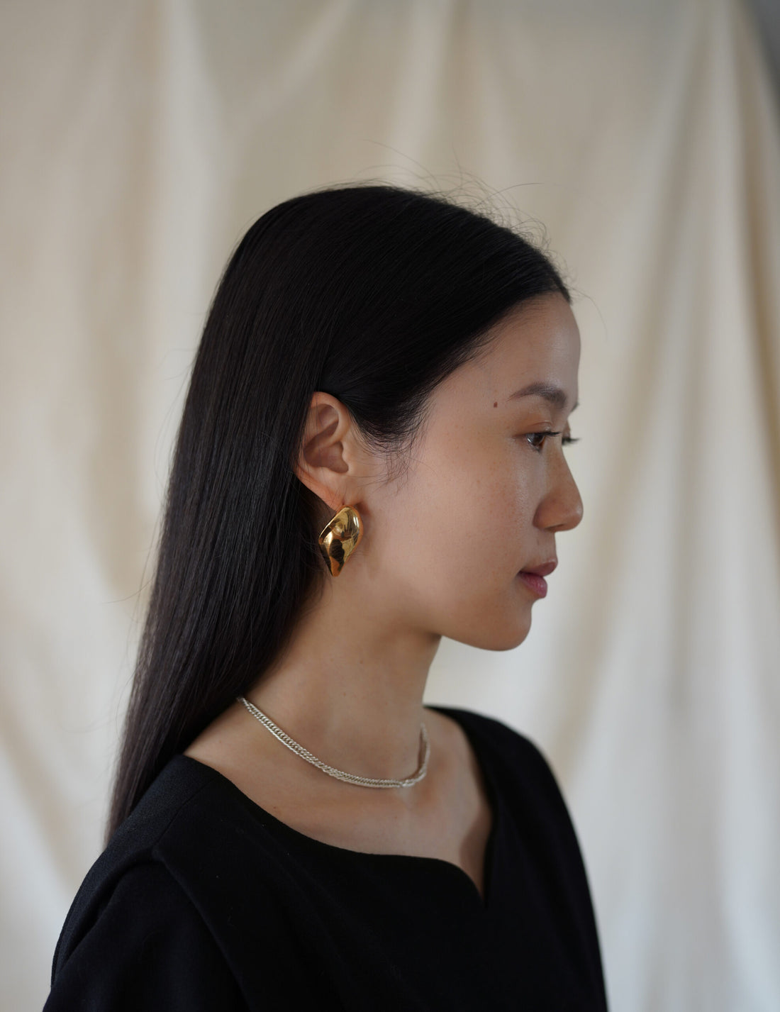 Organic Motif Brass Earrings・Gold