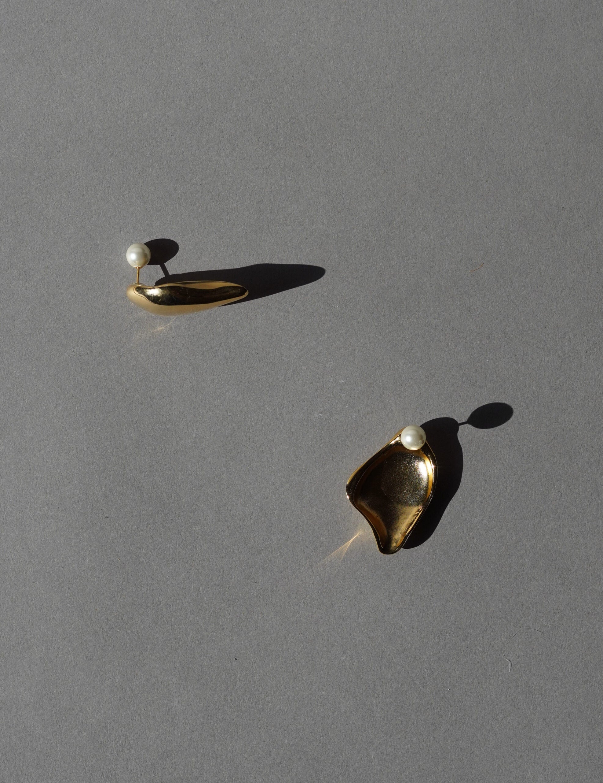 Organic Motif Brass Earrings・Gold