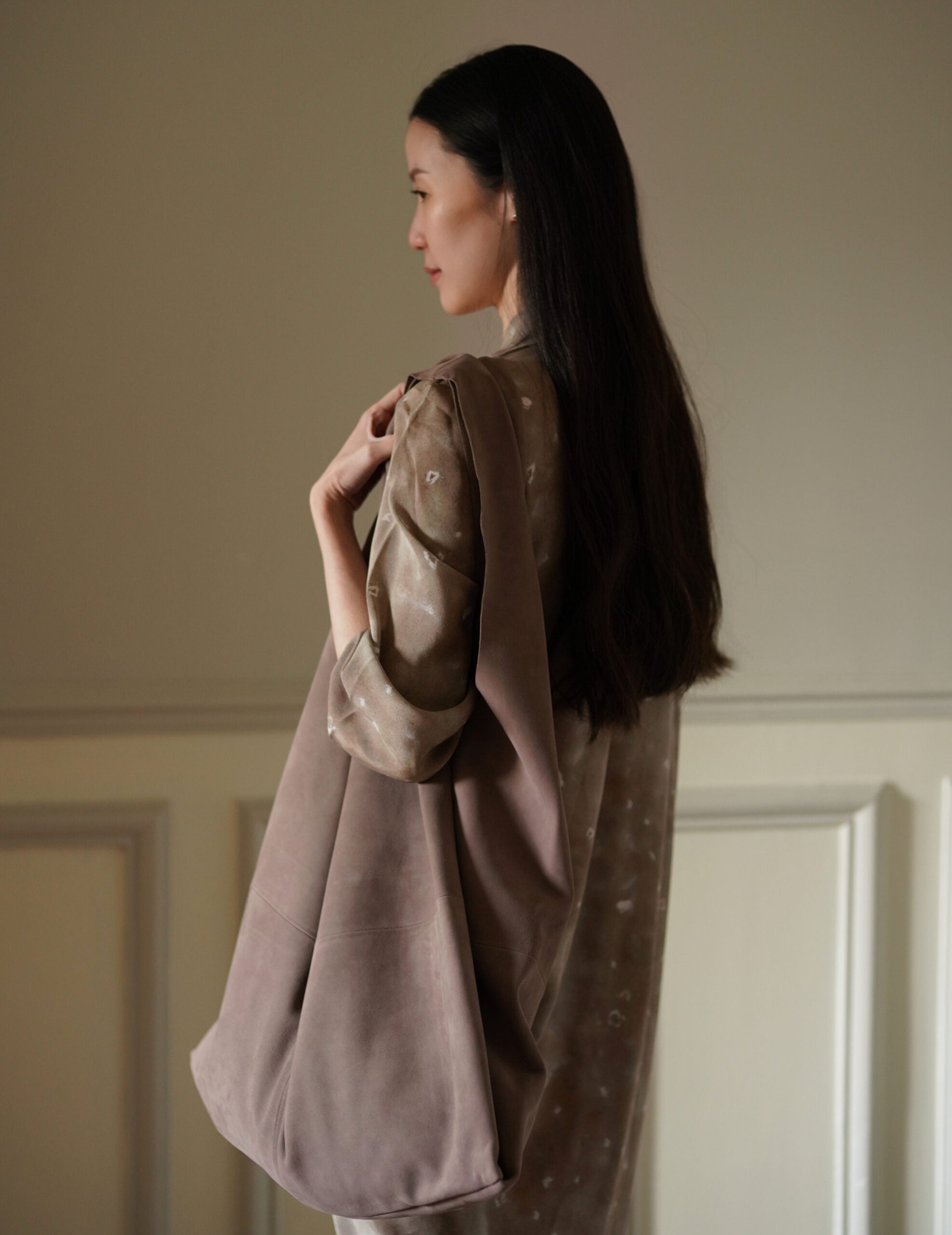 U Bag 麂皮手提包・藕紫色