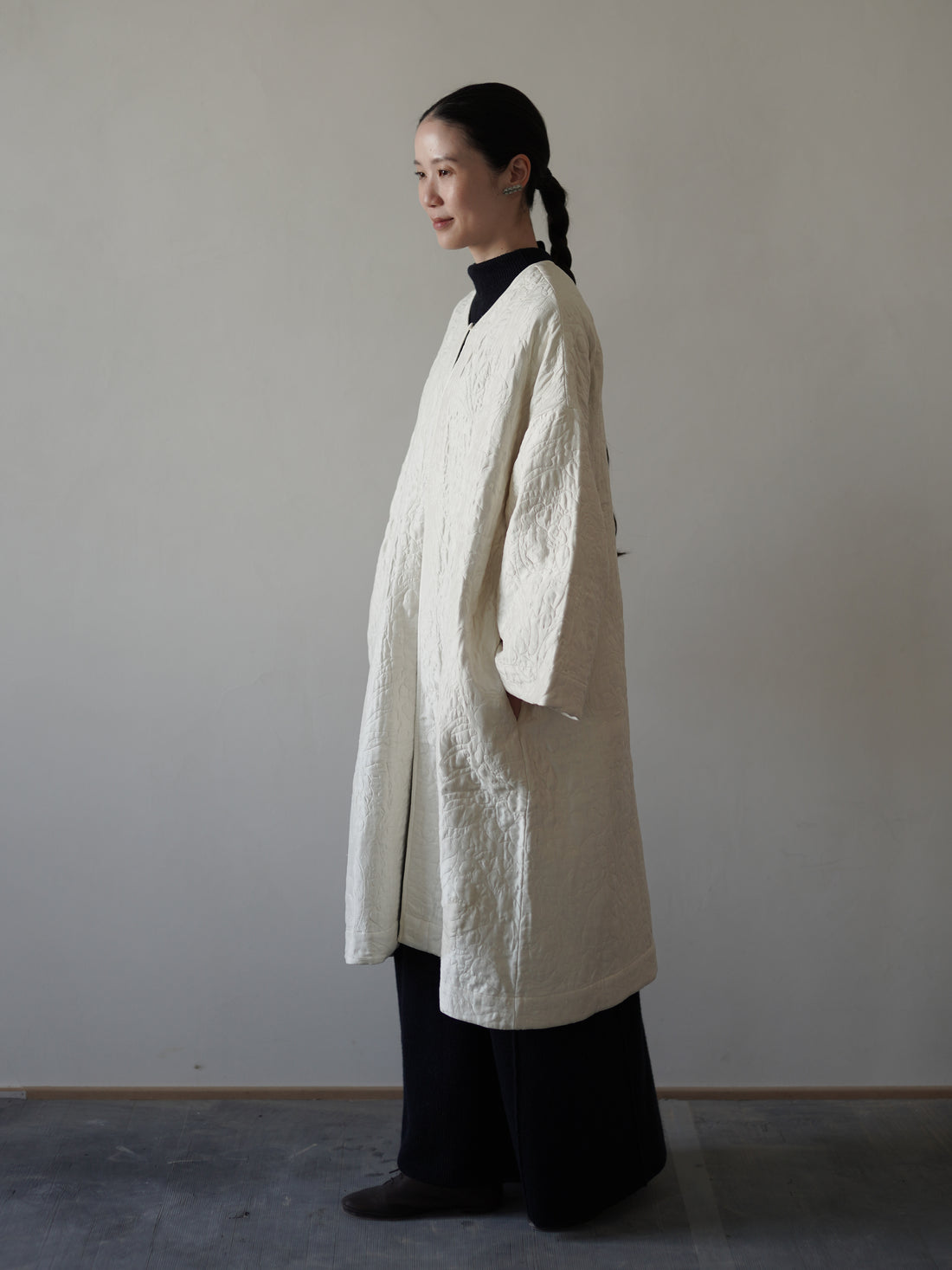 Perle Silk Coat・Ivory