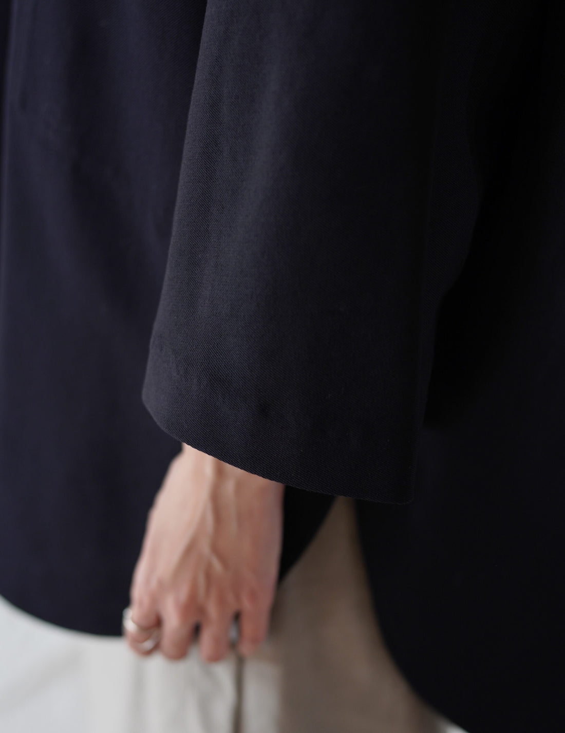 3/4 Sleeve Wool Shirt・Midnight