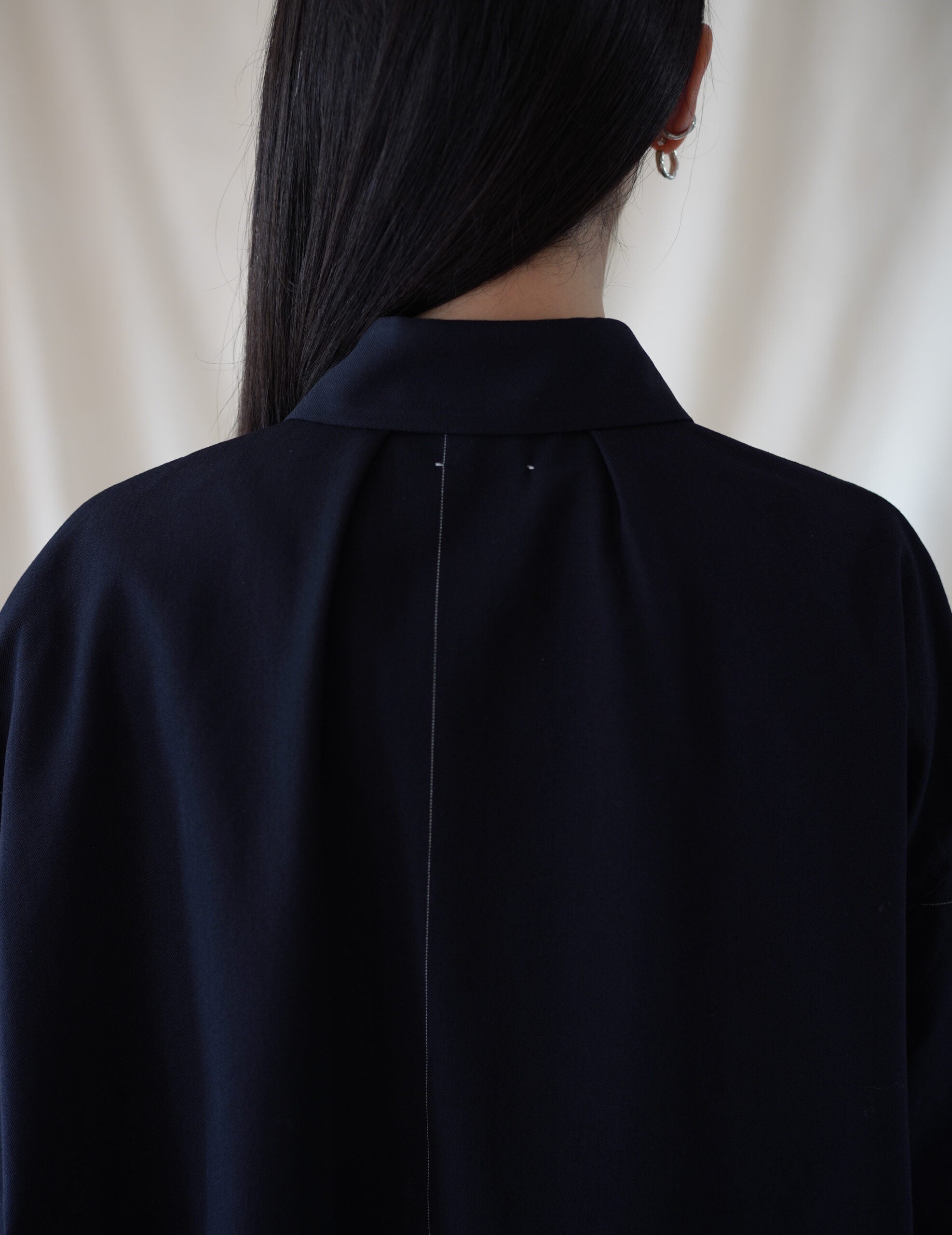 3/4 Sleeve Wool Shirt・Midnight