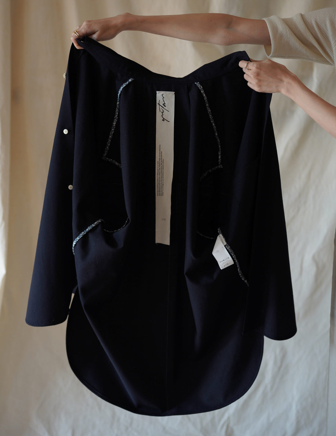 3/4 Sleeve Wool Shirt・Midnight