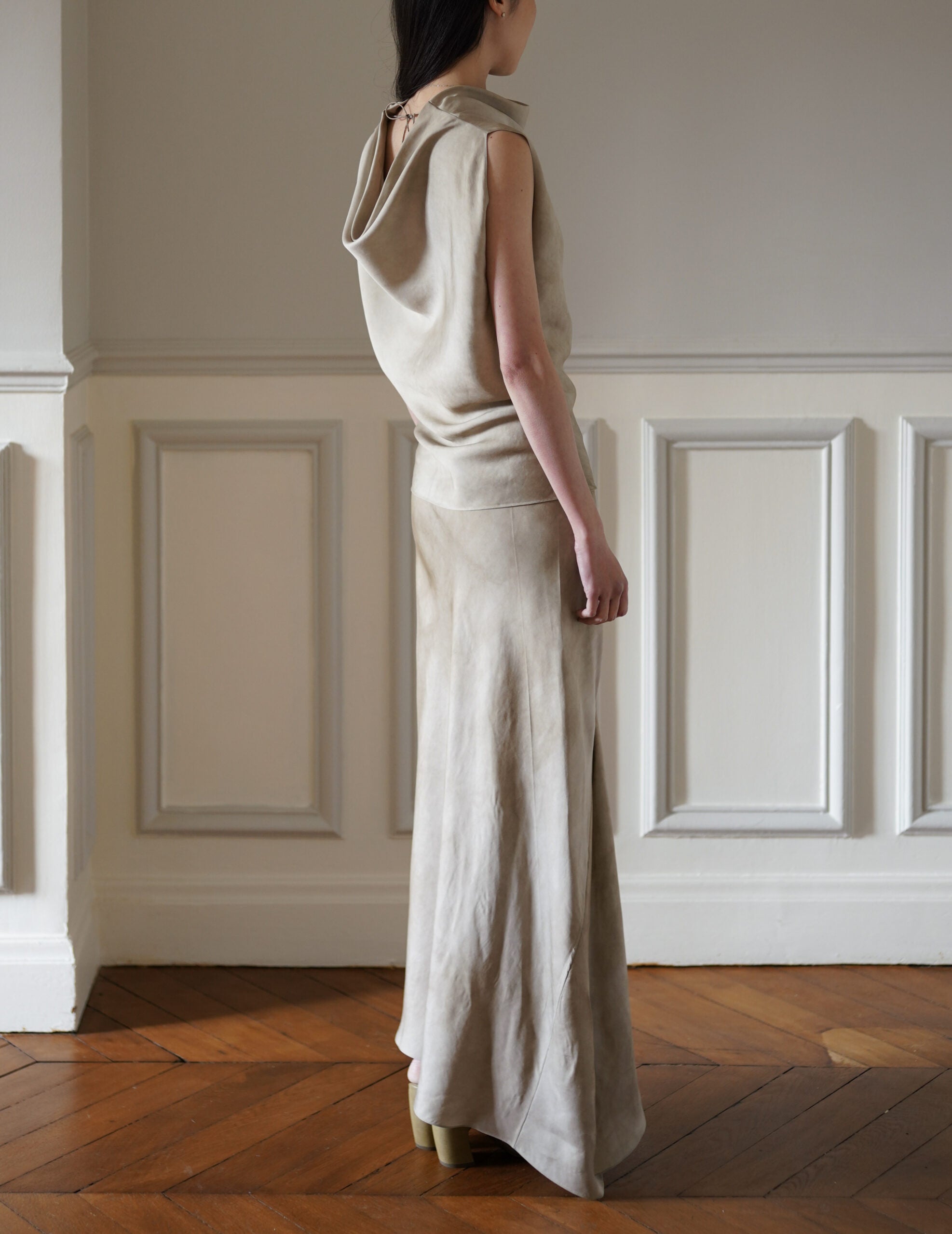 Opalo 不對稱半裙・珍珠色