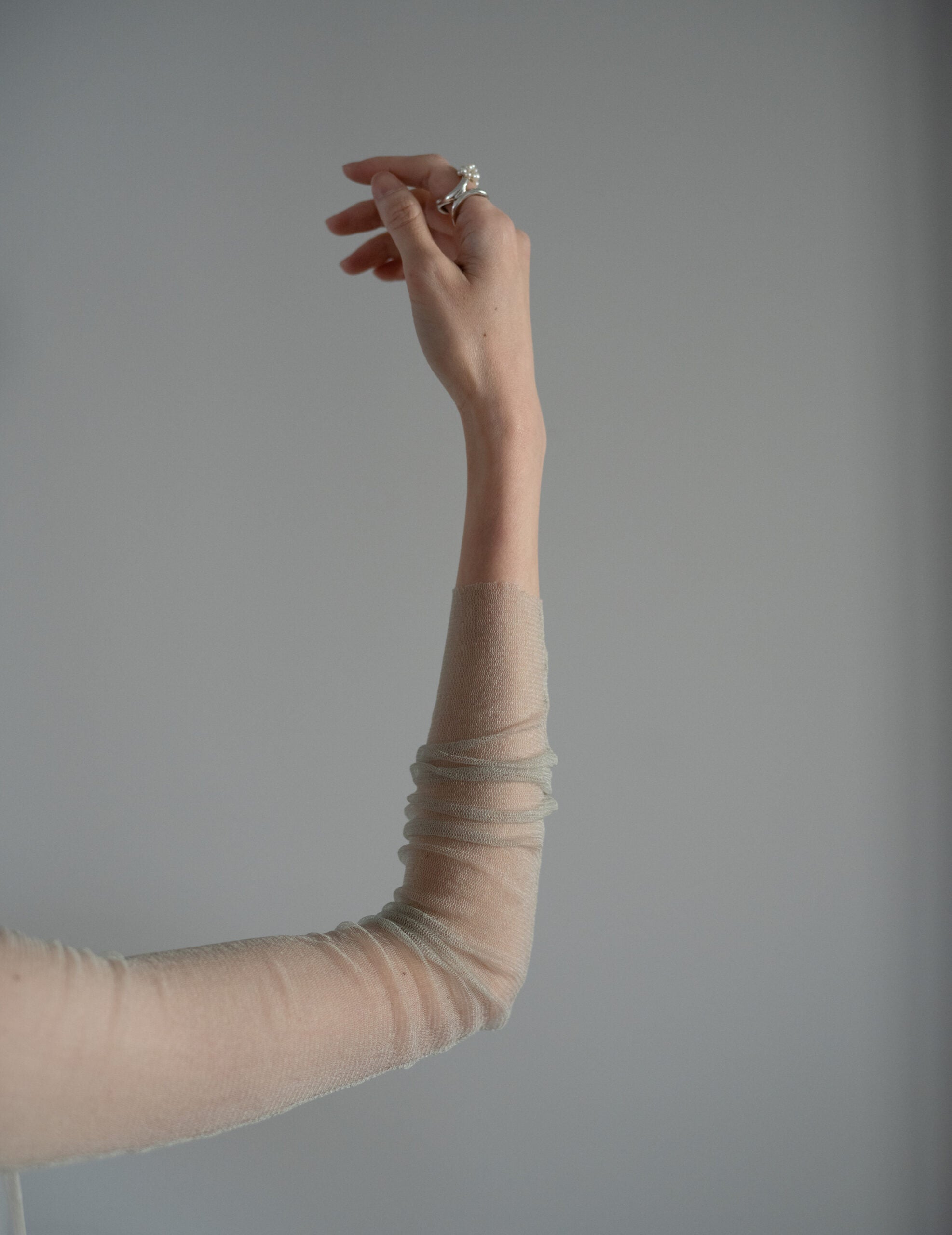 Cisne 真絲薄紗高領內搭・鉑金灰色