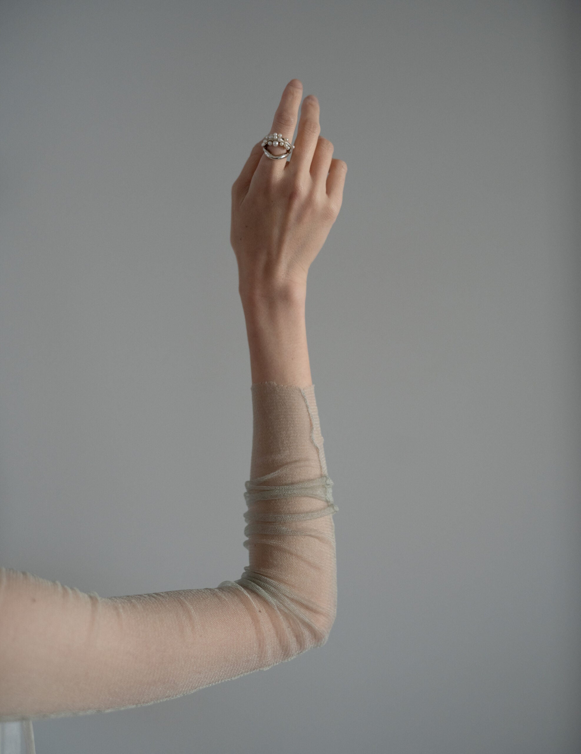 Cisne 真絲薄紗高領內搭・鉑金灰色