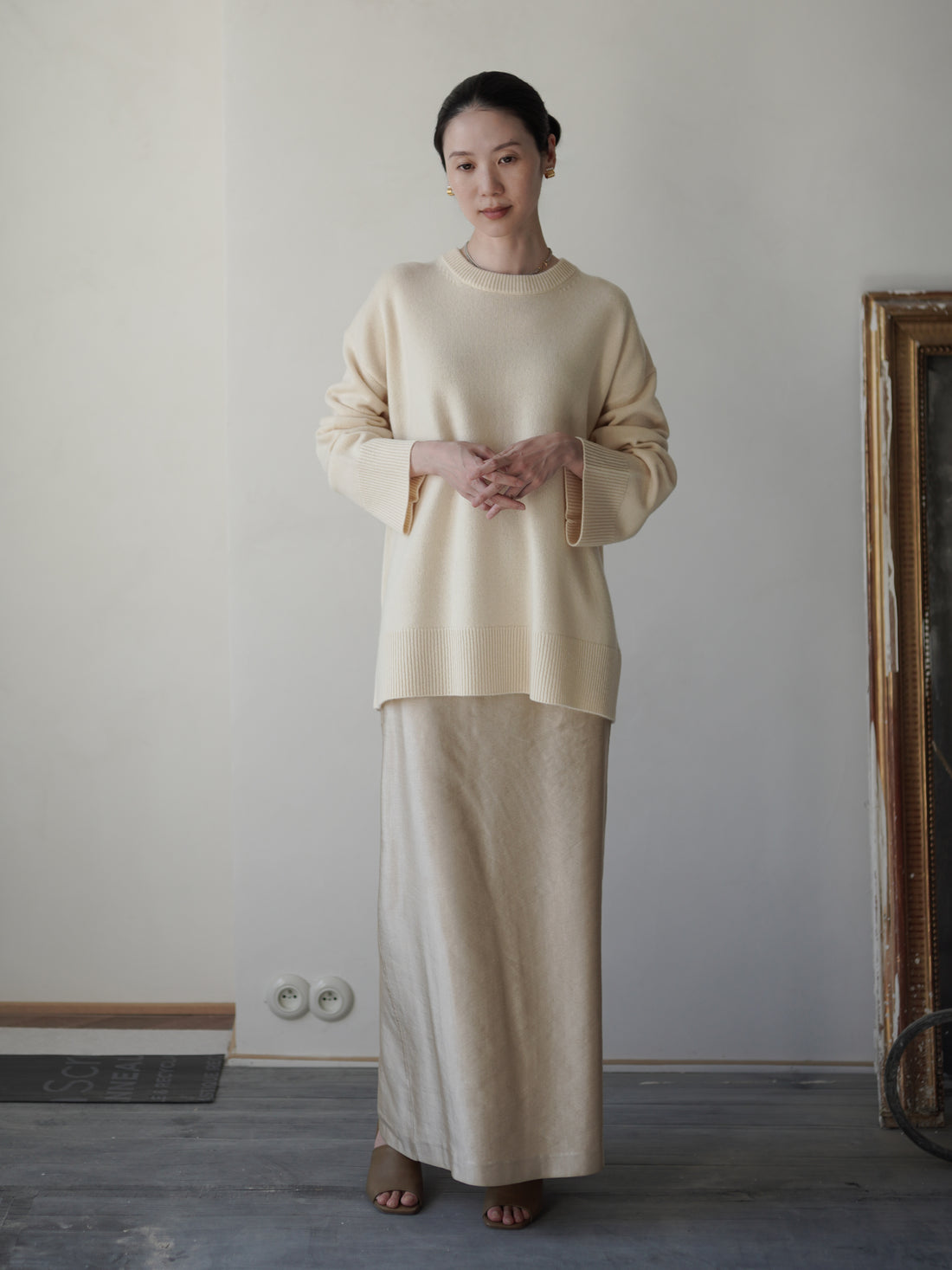 RASMO Wool Cashmere Round Knit Top・Butter