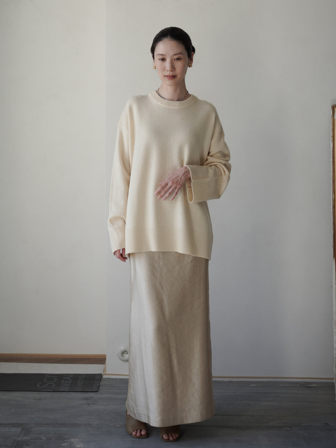 RASMO Wool Cashmere Round Knit Top・Butter