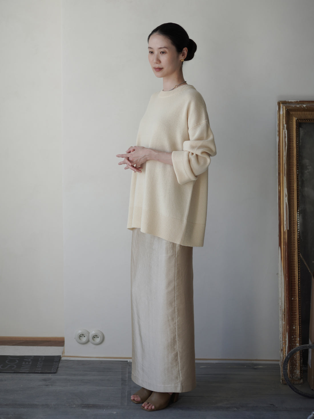RASMO Wool Cashmere Round Knit Top・Butter