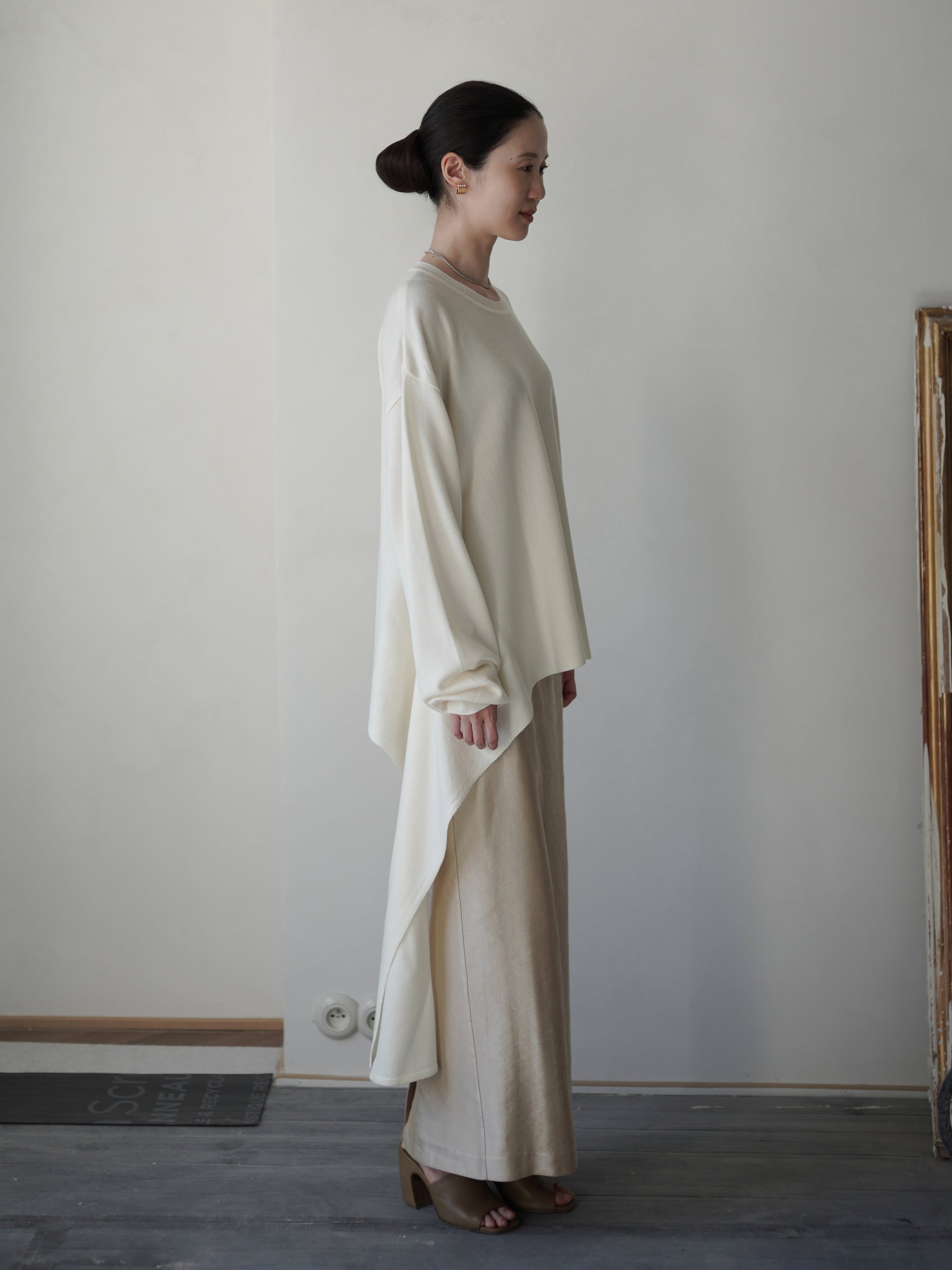 Anemo 側綁帶美麗諾羊毛針織衫・象牙白
