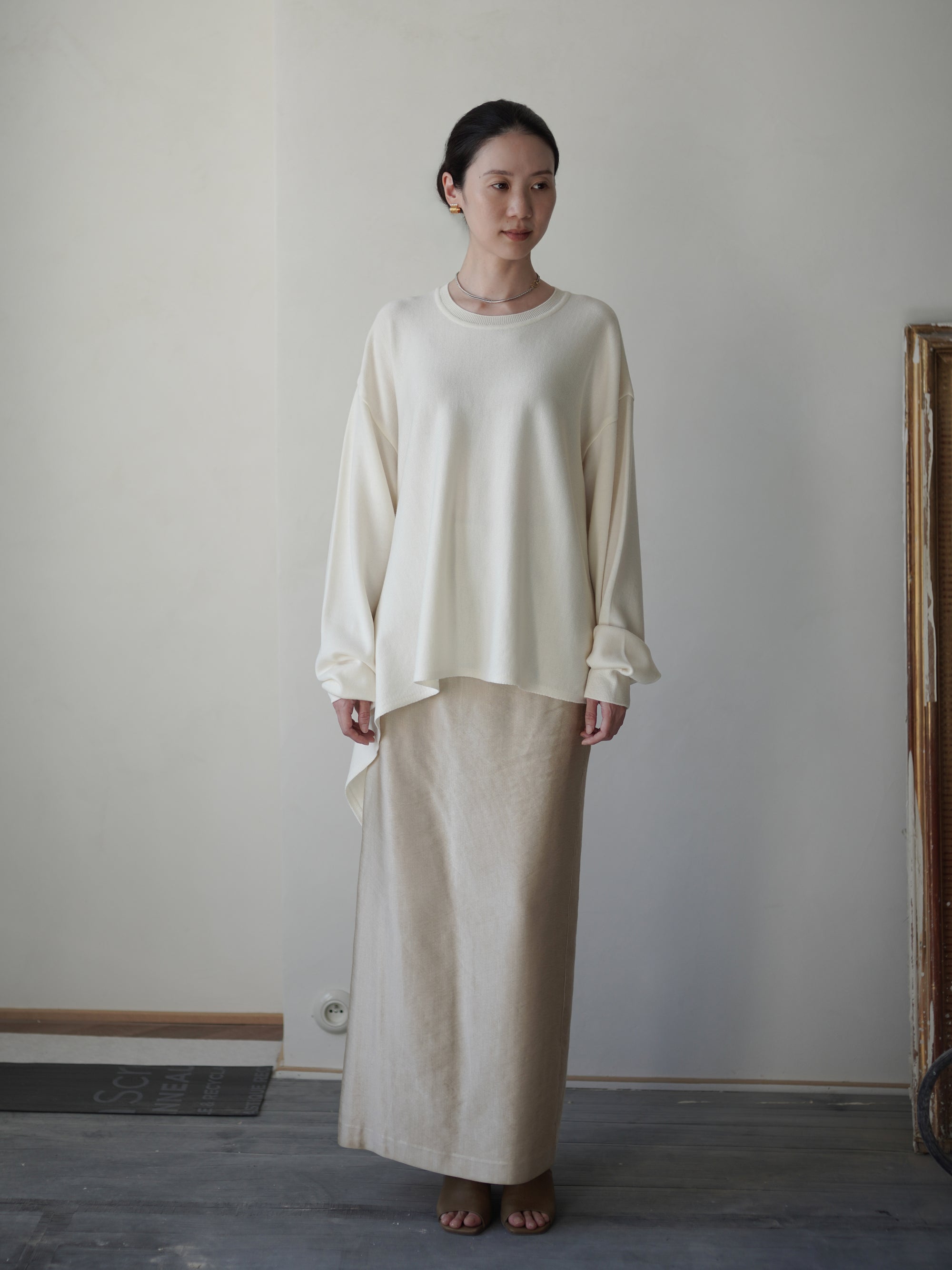 Anemo 側綁帶美麗諾羊毛針織衫・象牙白